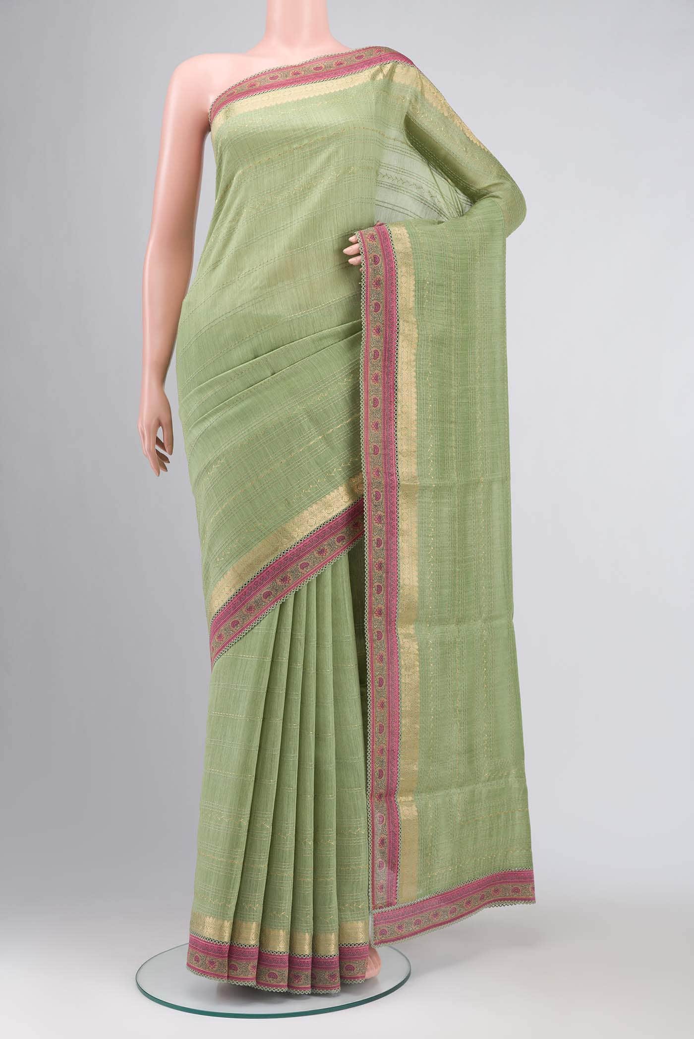 Green Bhagalpuri Tussar Silk Saree