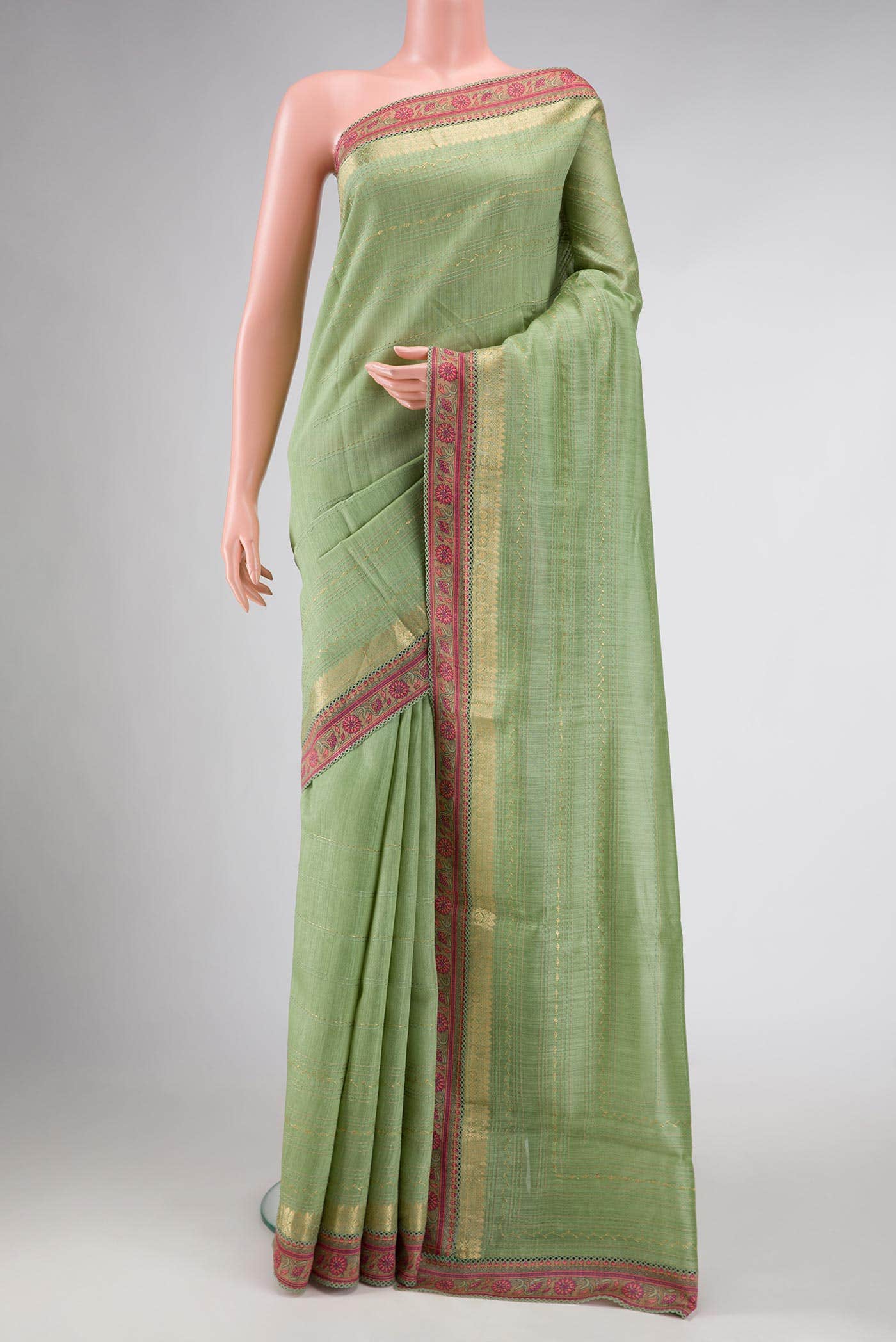 Green Dual Tone Tussar Silk Saree