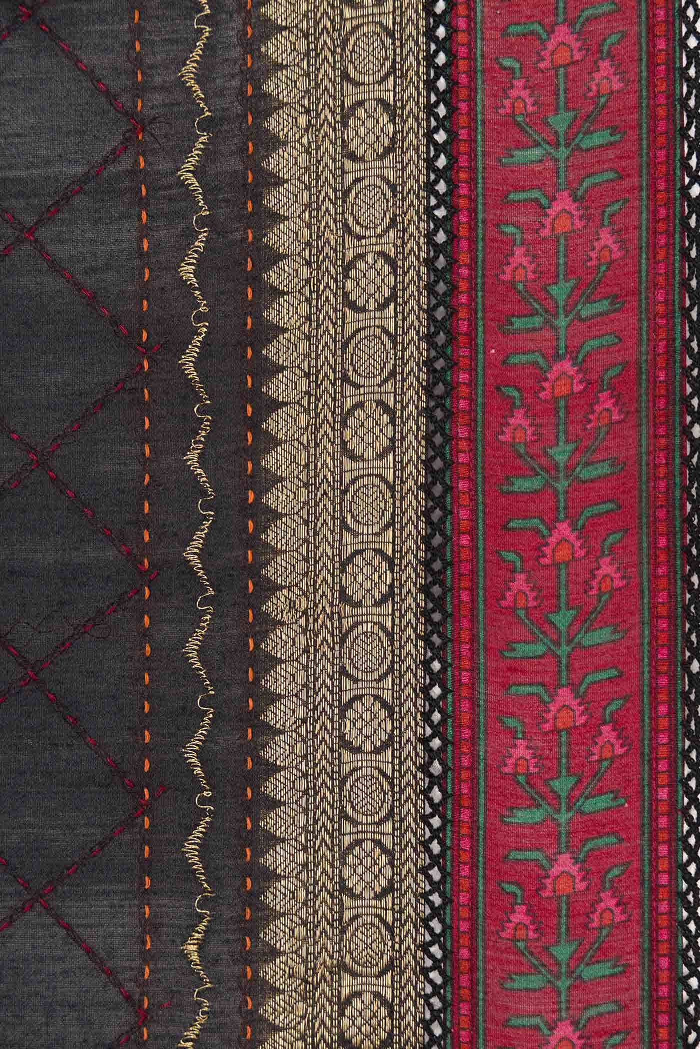 Black Tussar Silk Saree