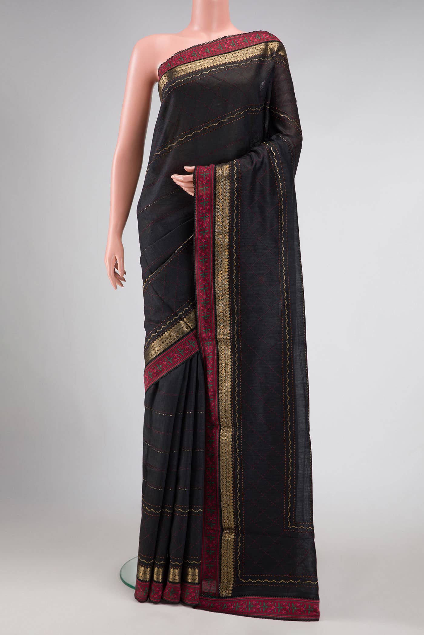 Black Tussar Silk Saree