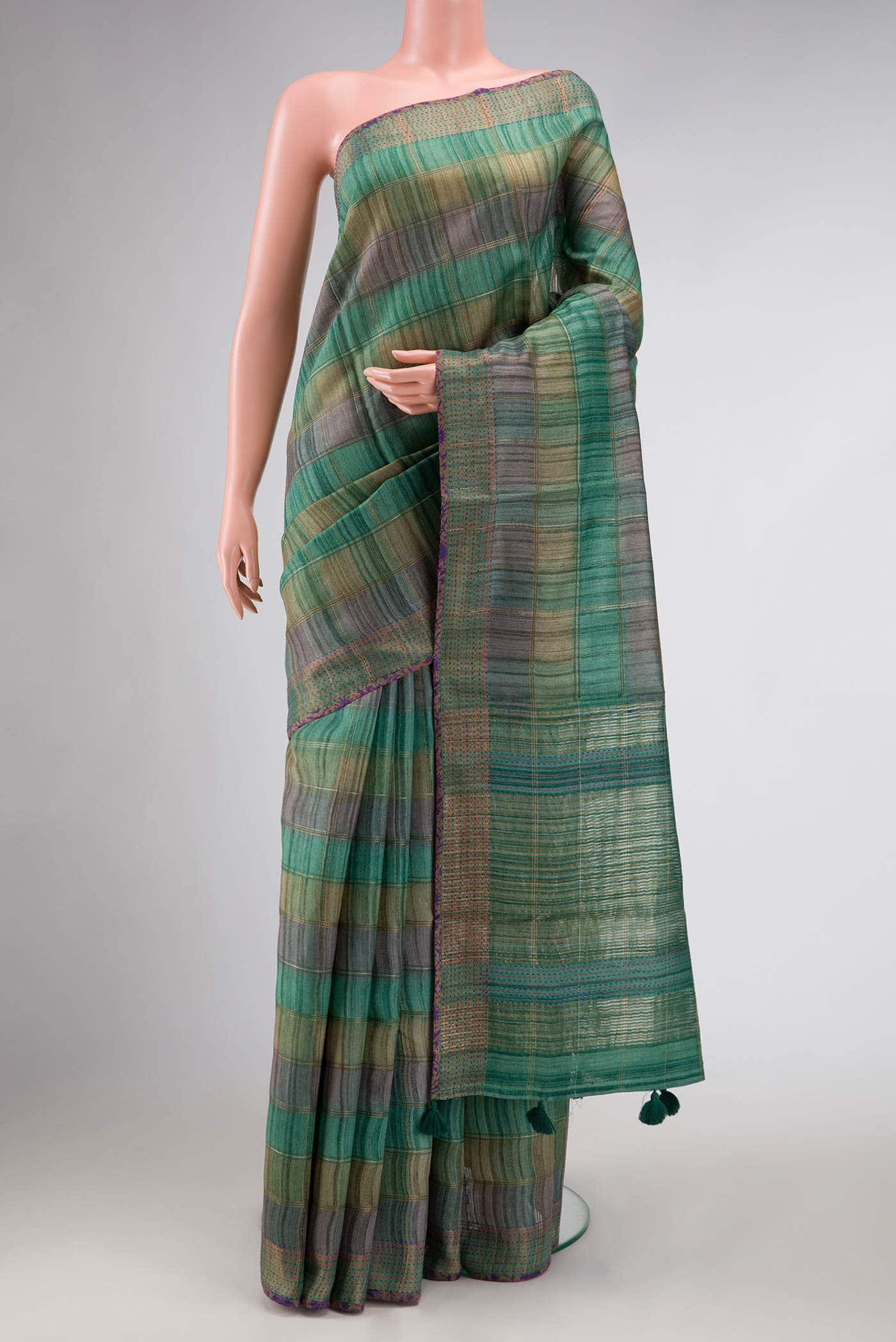 Green Tussar Silk Saree