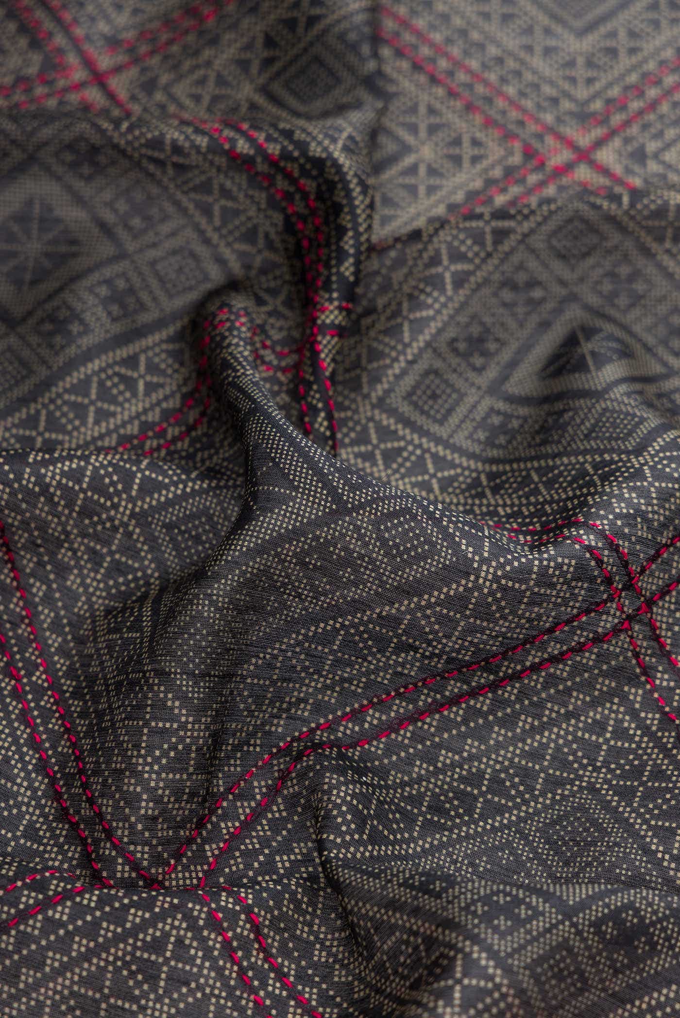 Navy Blue Dual Tone Jute Silk Saree