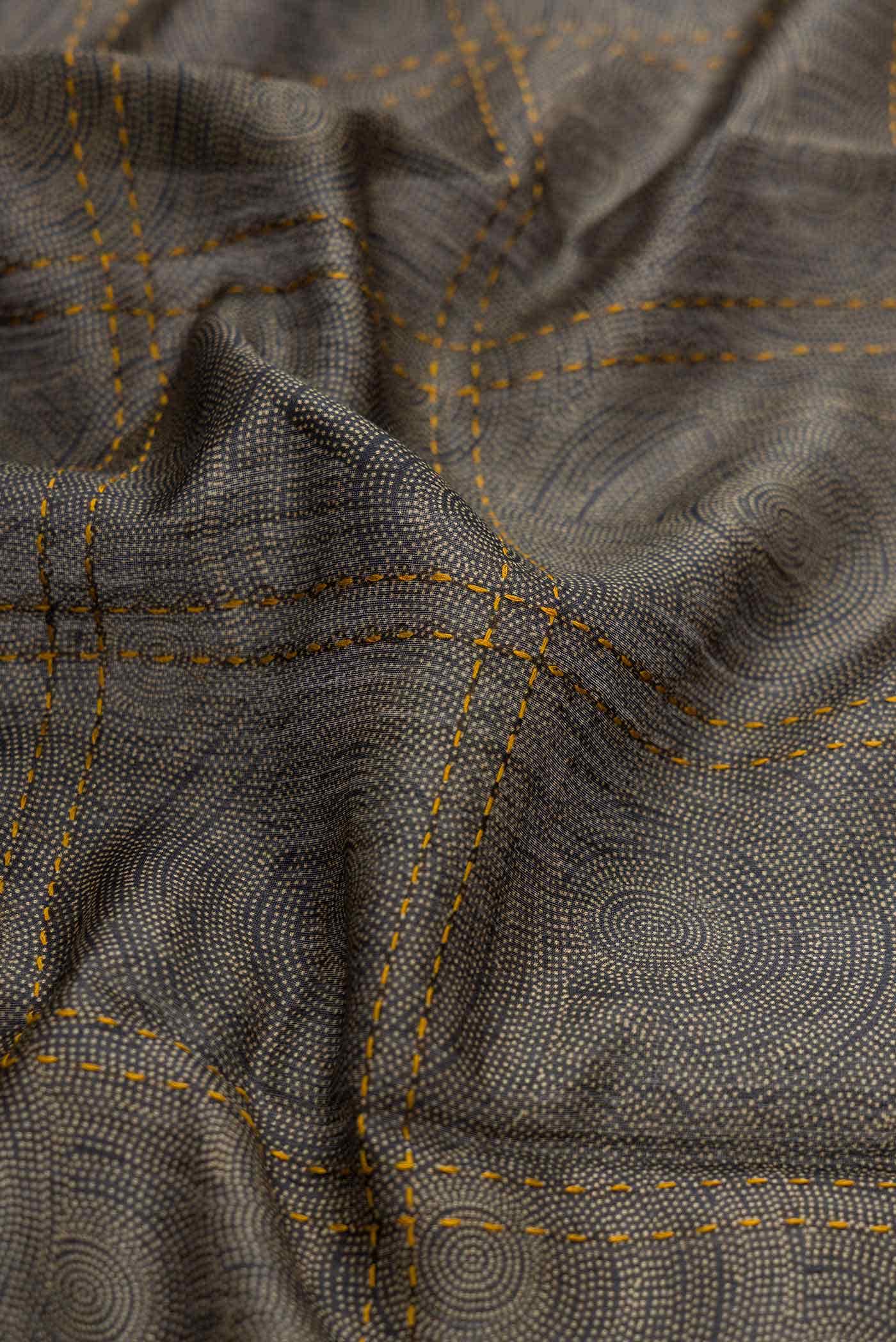 Grey Tussar Silk Saree