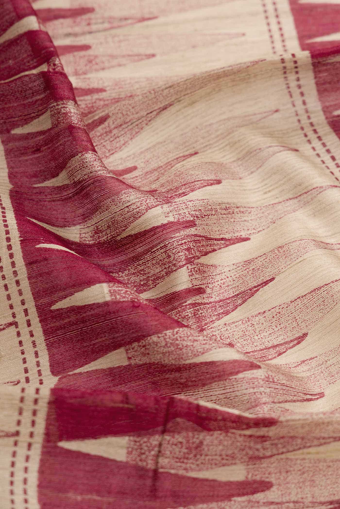 Beige Tussar Silk Saree