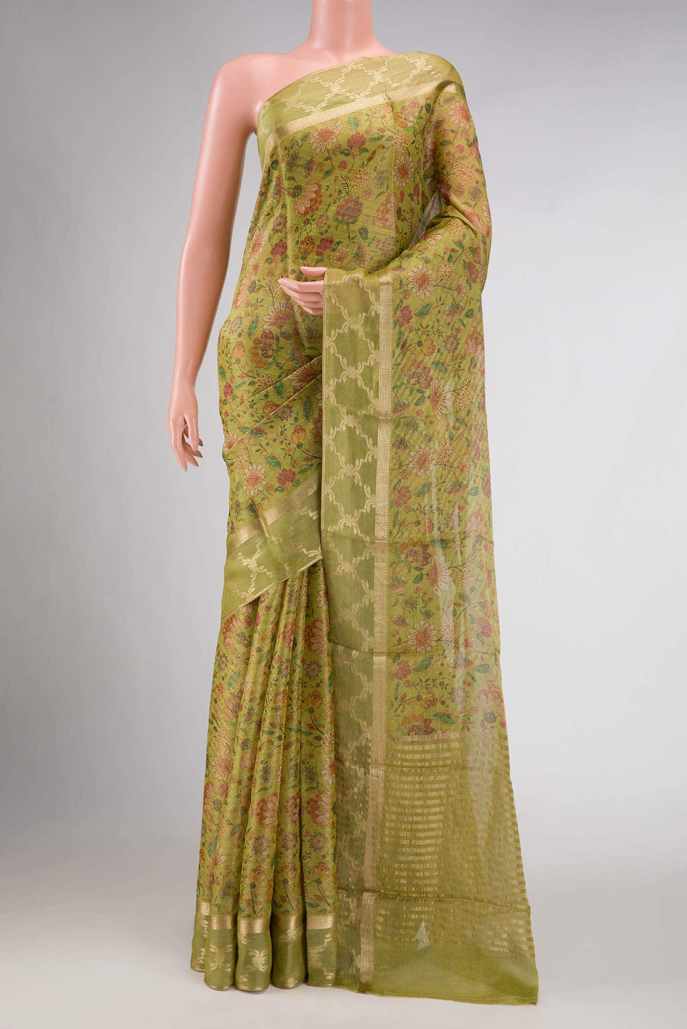 Green Dual Tone Mysore Georgette Saree