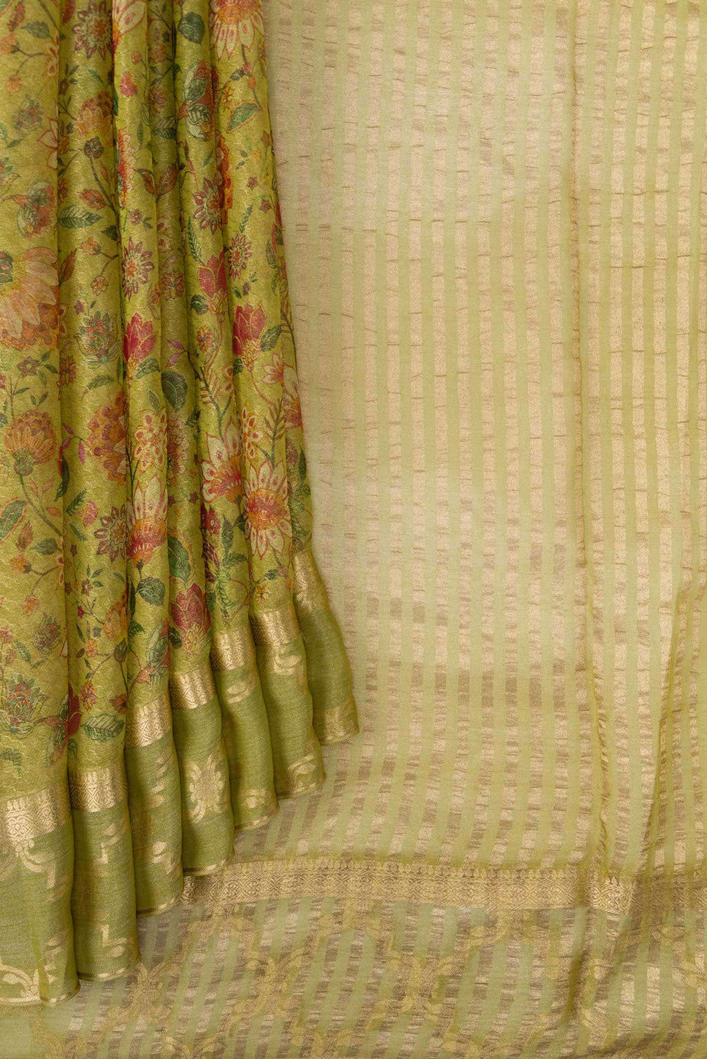 Green Dual Tone Mysore Georgette Saree