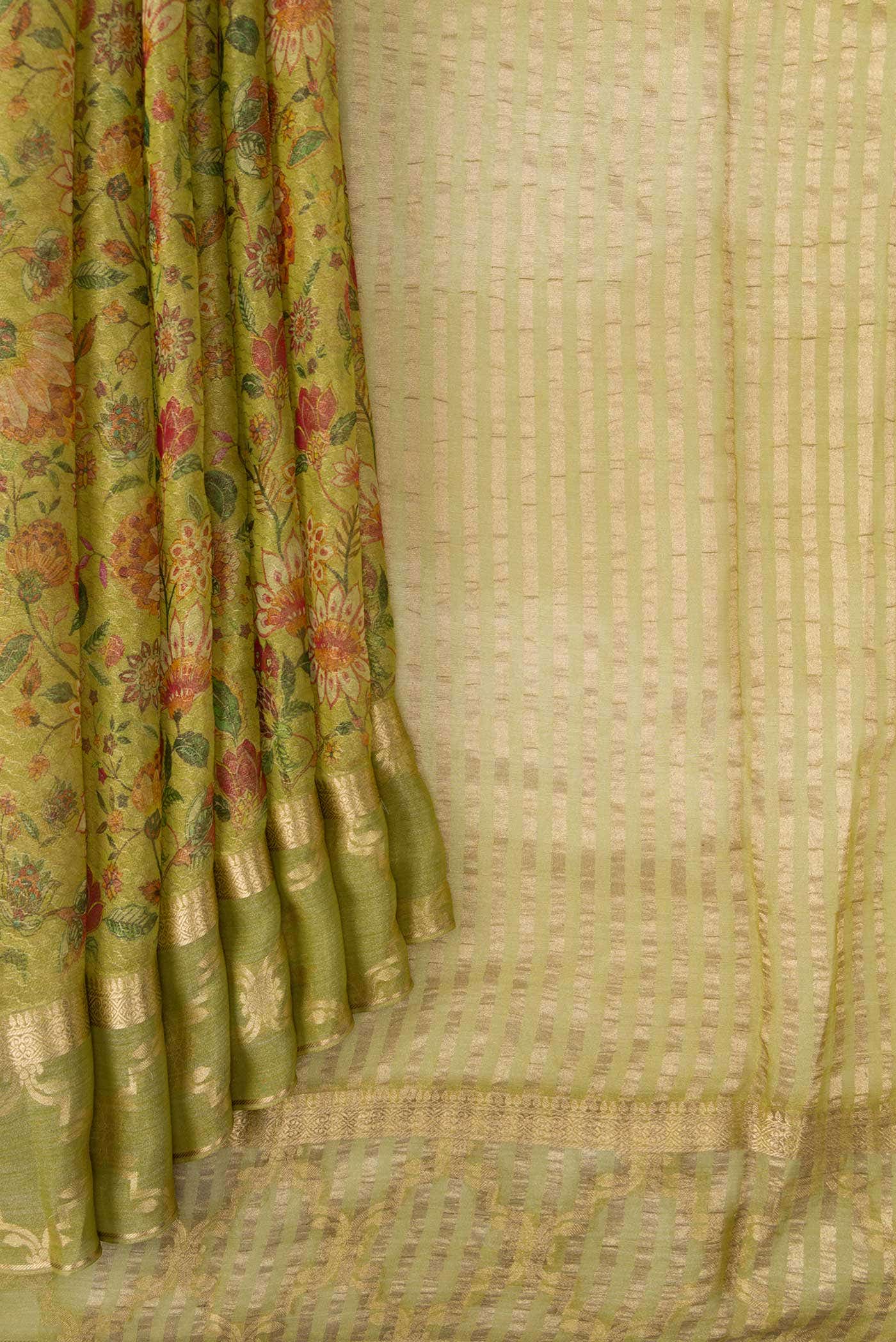 Green Dual Tone Mysore Georgette Saree