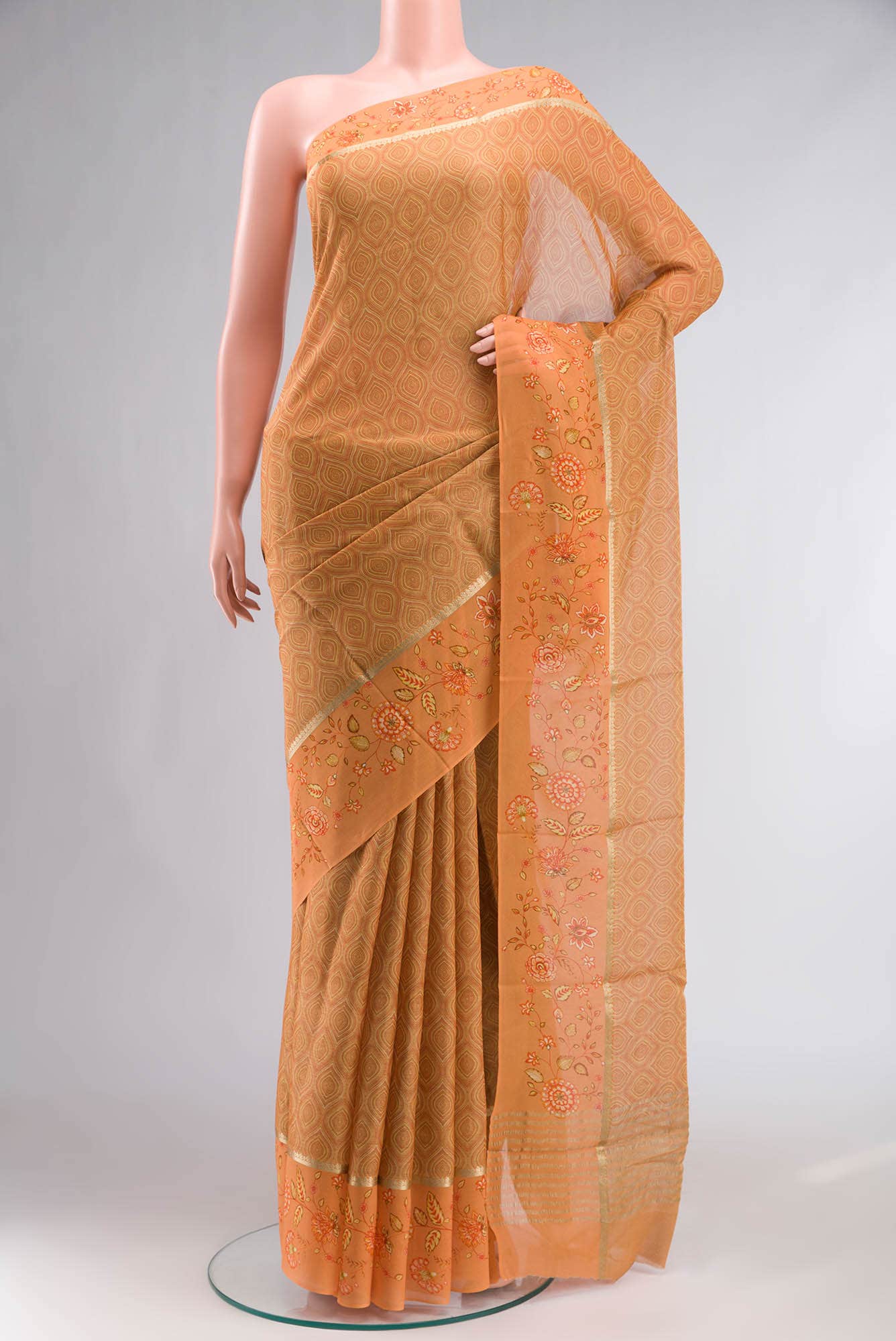 Orange Mysore Georgette Saree