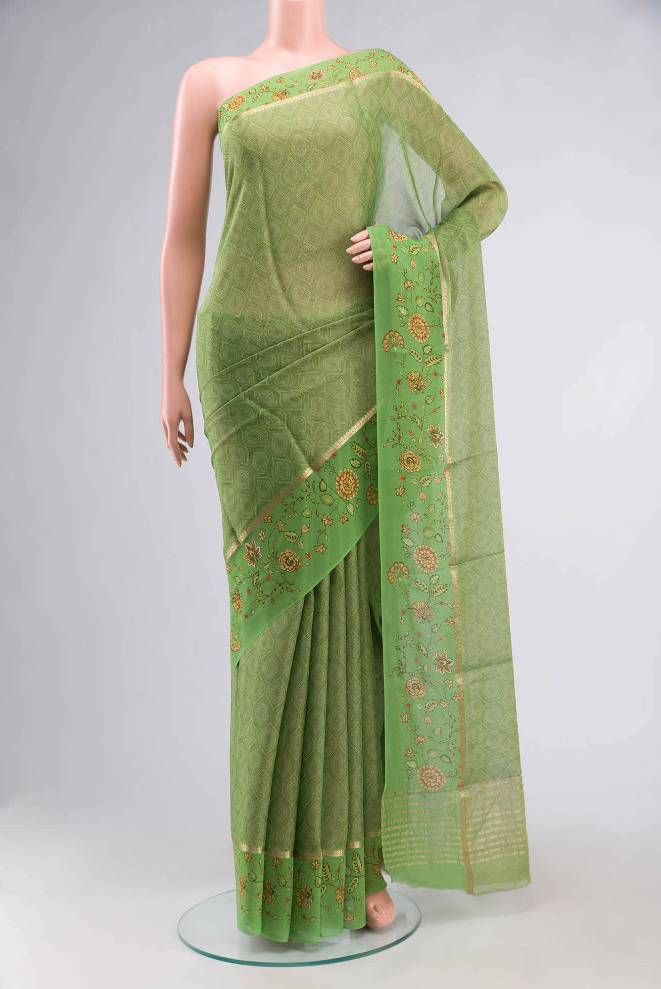 Green Mysore Georgette Saree