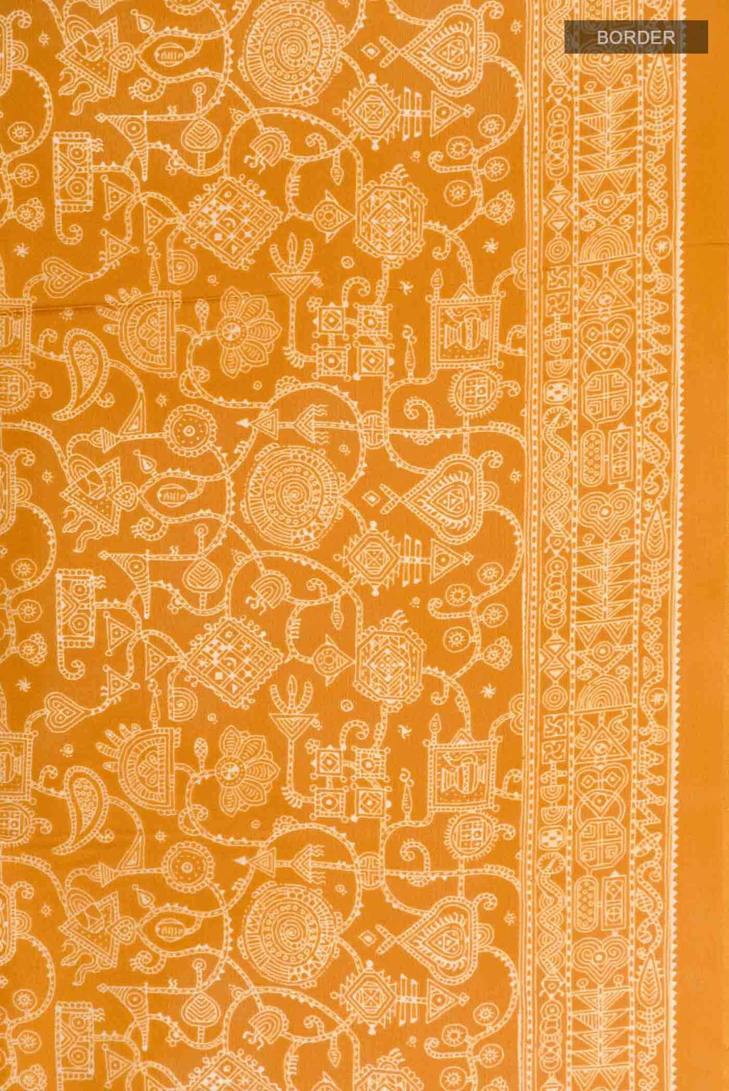 Yellow Printed Silk Saree