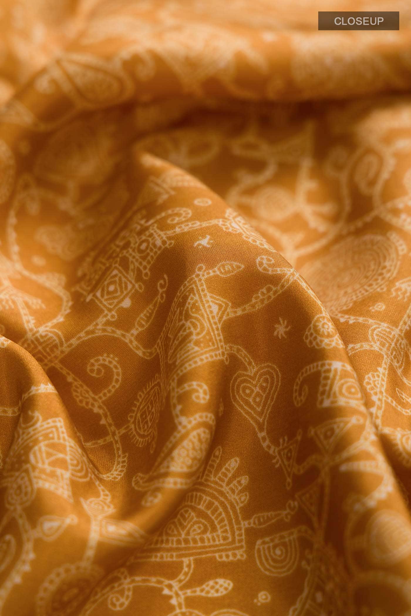 Yellow Printed Silk Saree