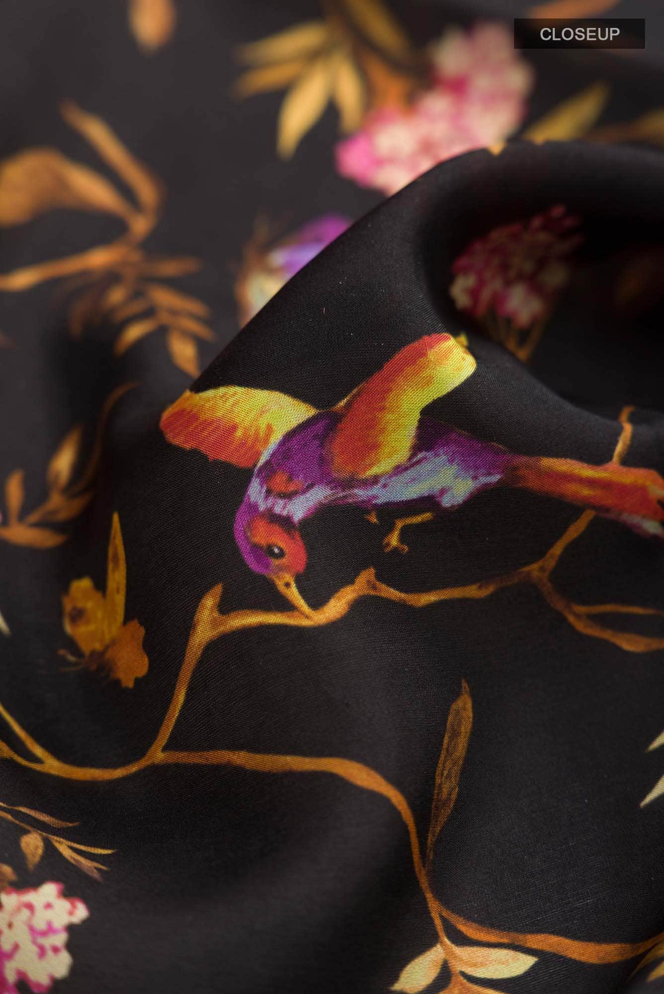 Black Printed Silk Saree