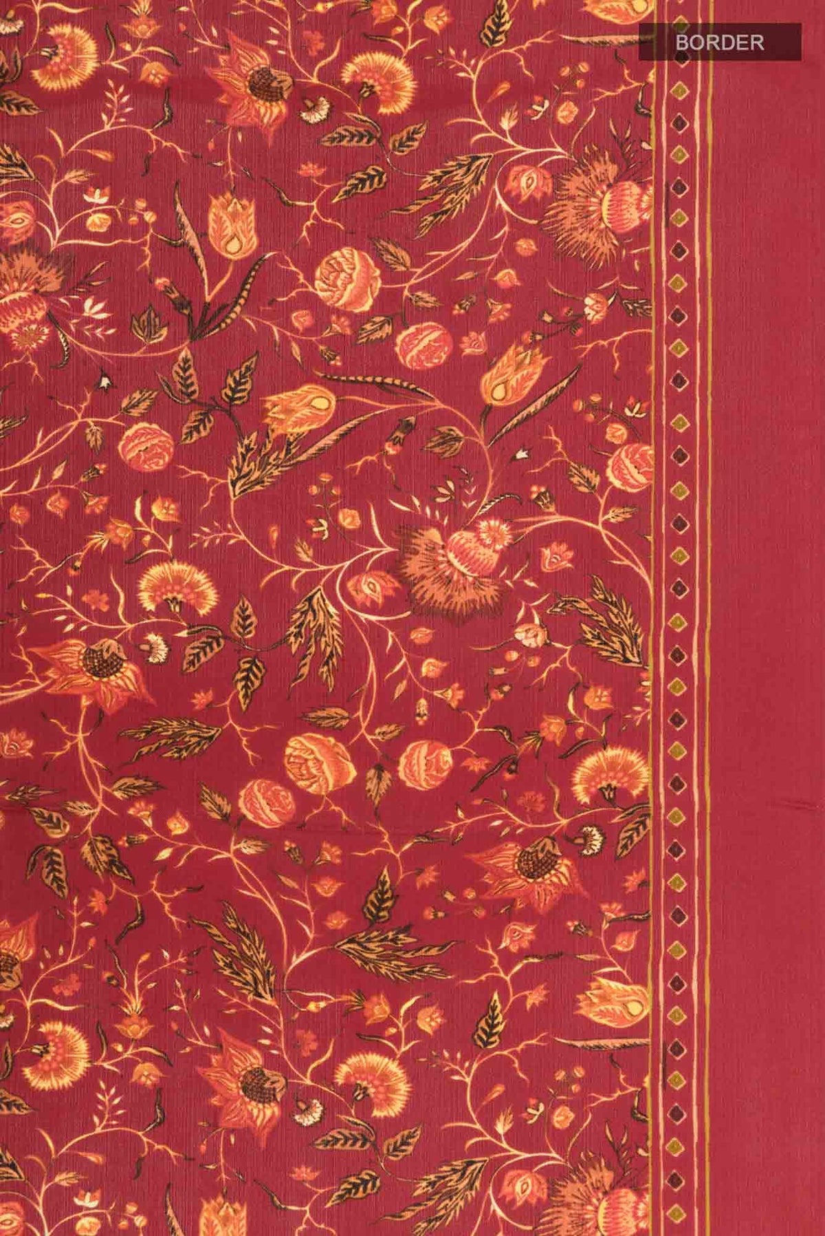 Rust Printed Silk Saree