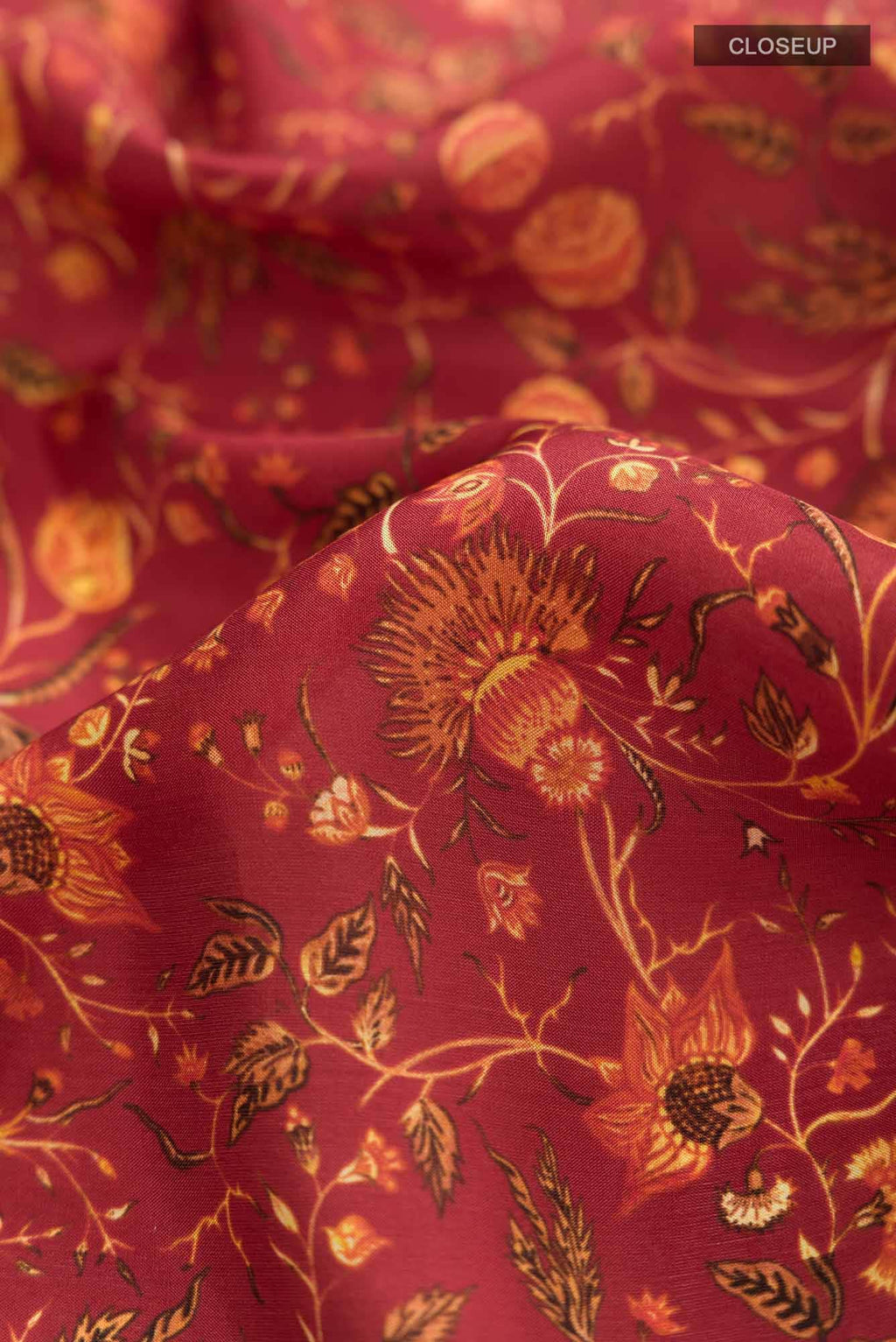 Red Printed Silk Saree