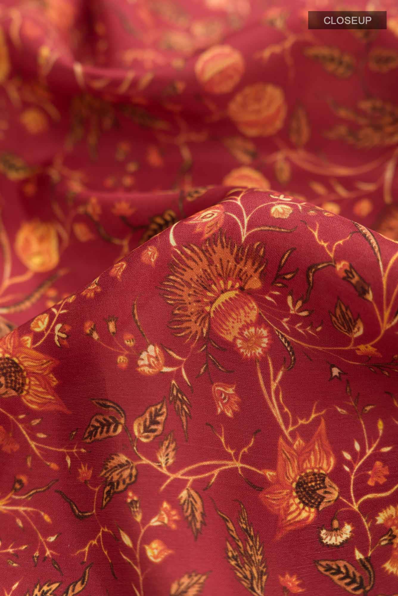 Red Printed Silk Saree