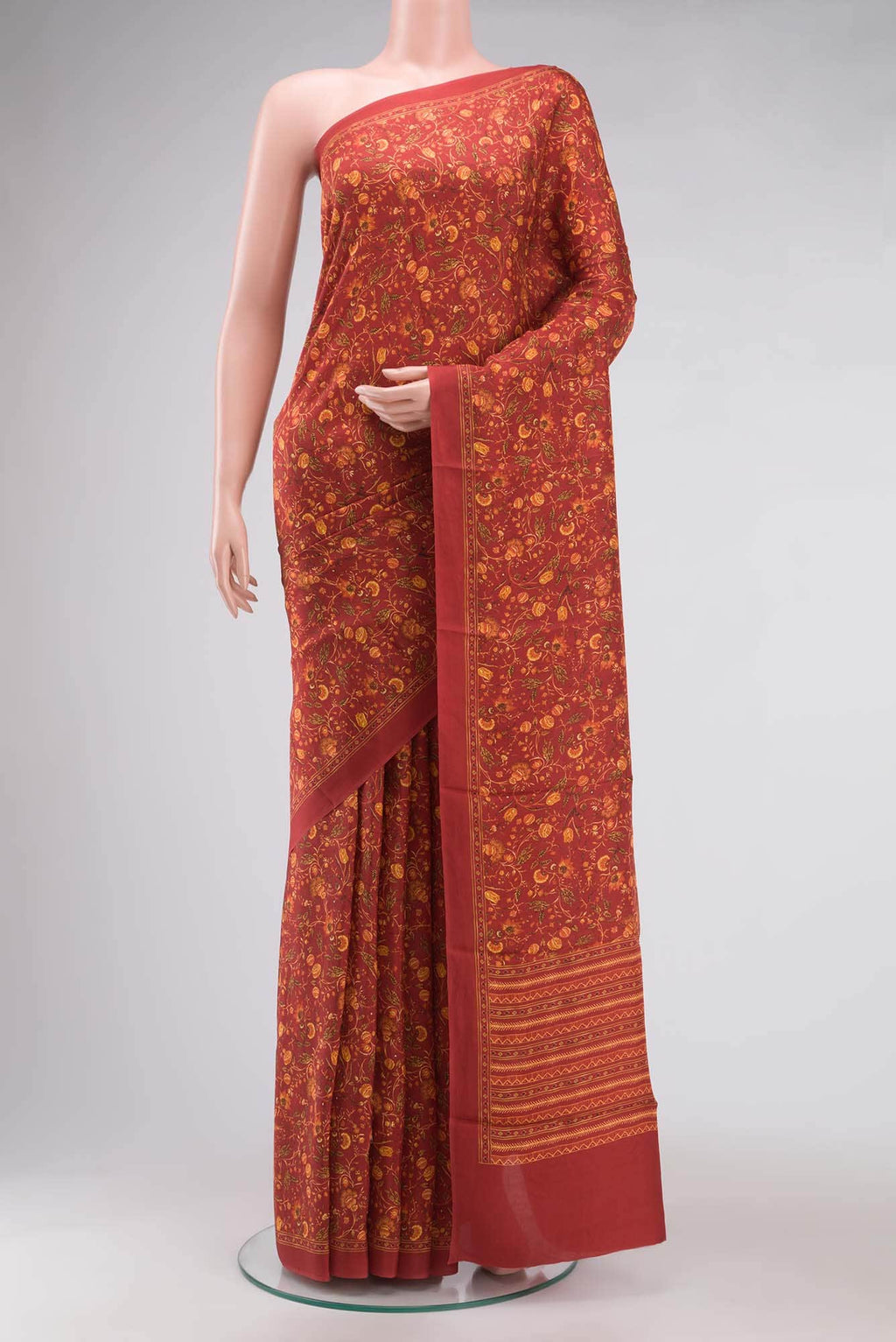 Red Printed Silk Saree