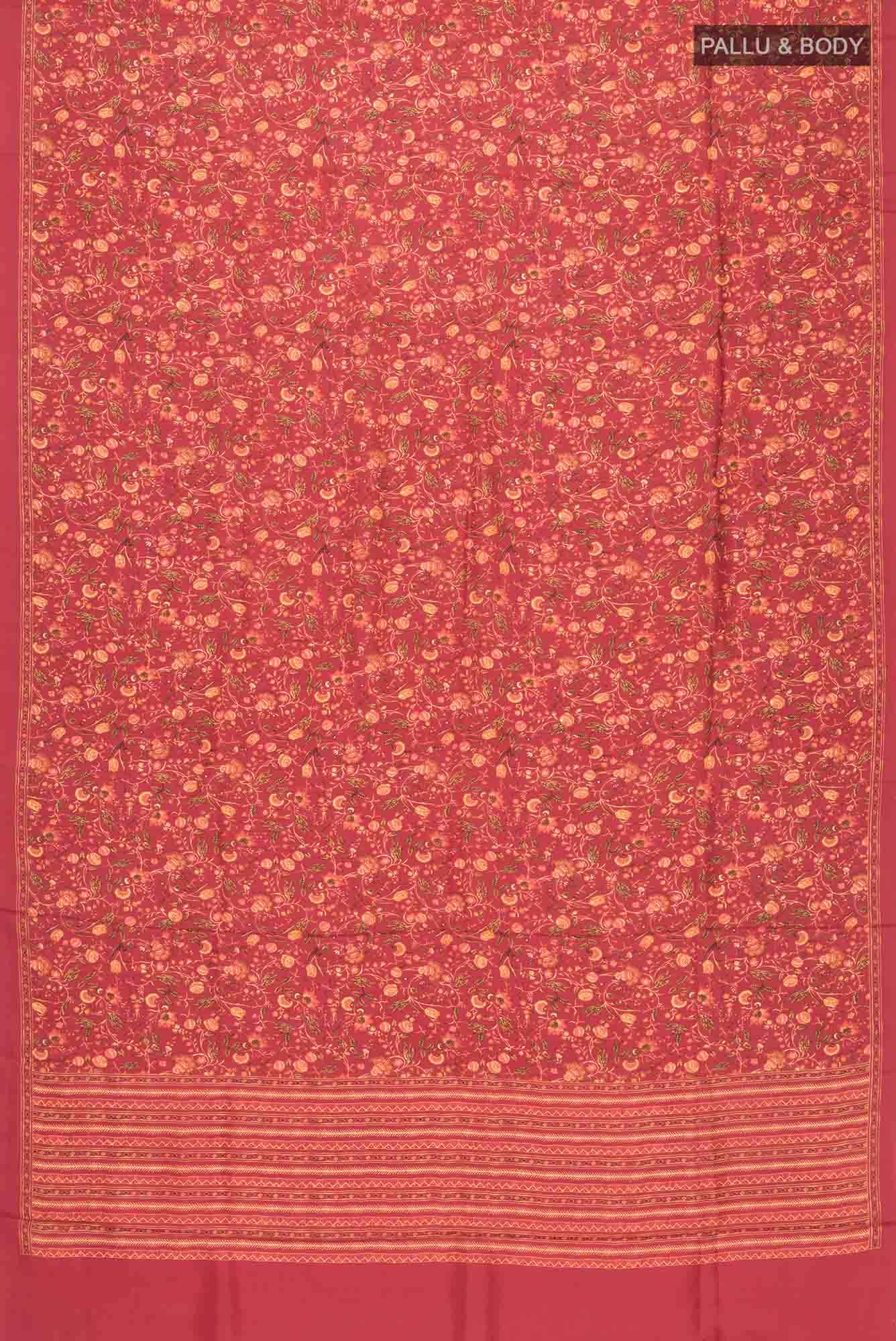 Red Printed Silk Saree