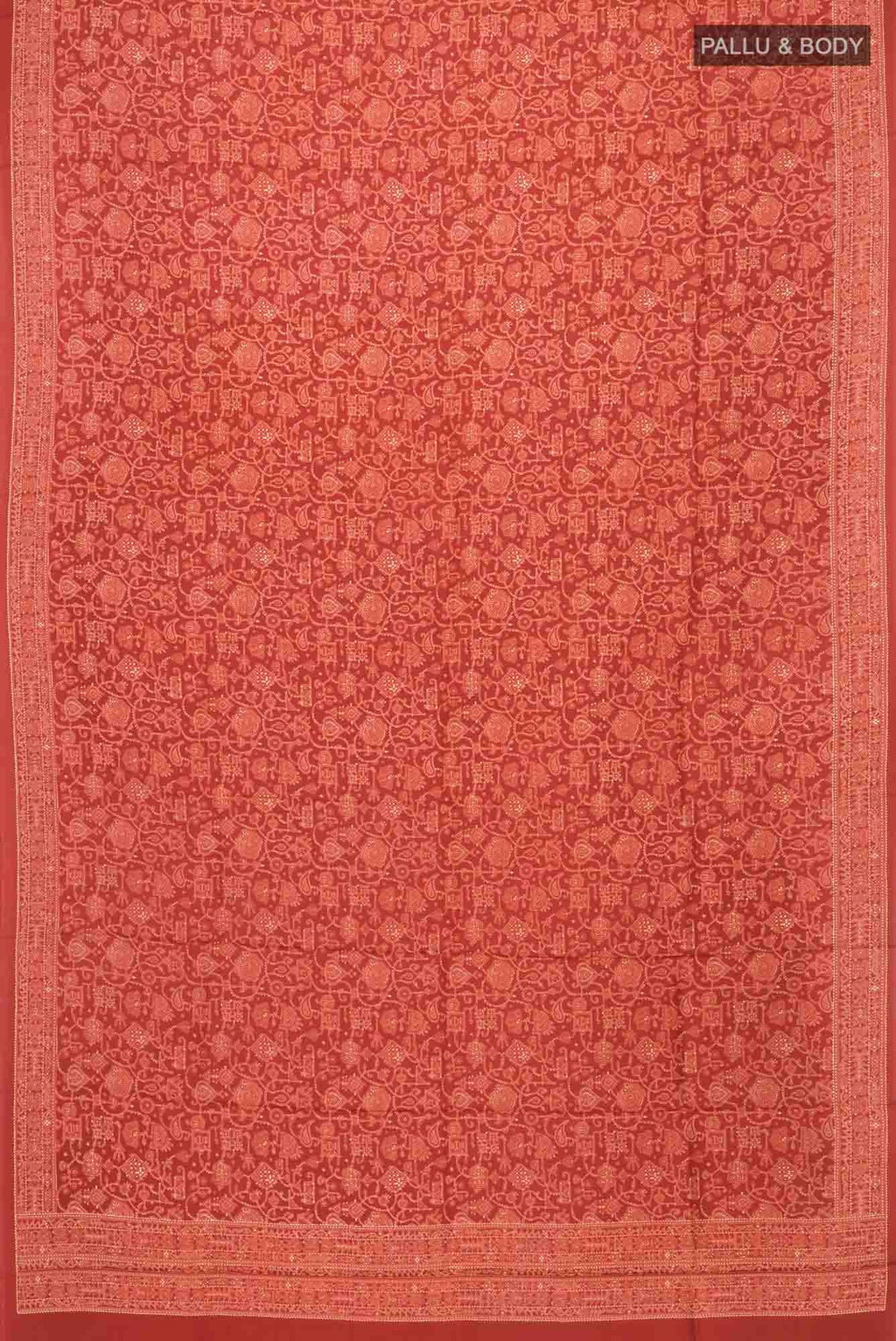 Maroon Printed Silk Saree