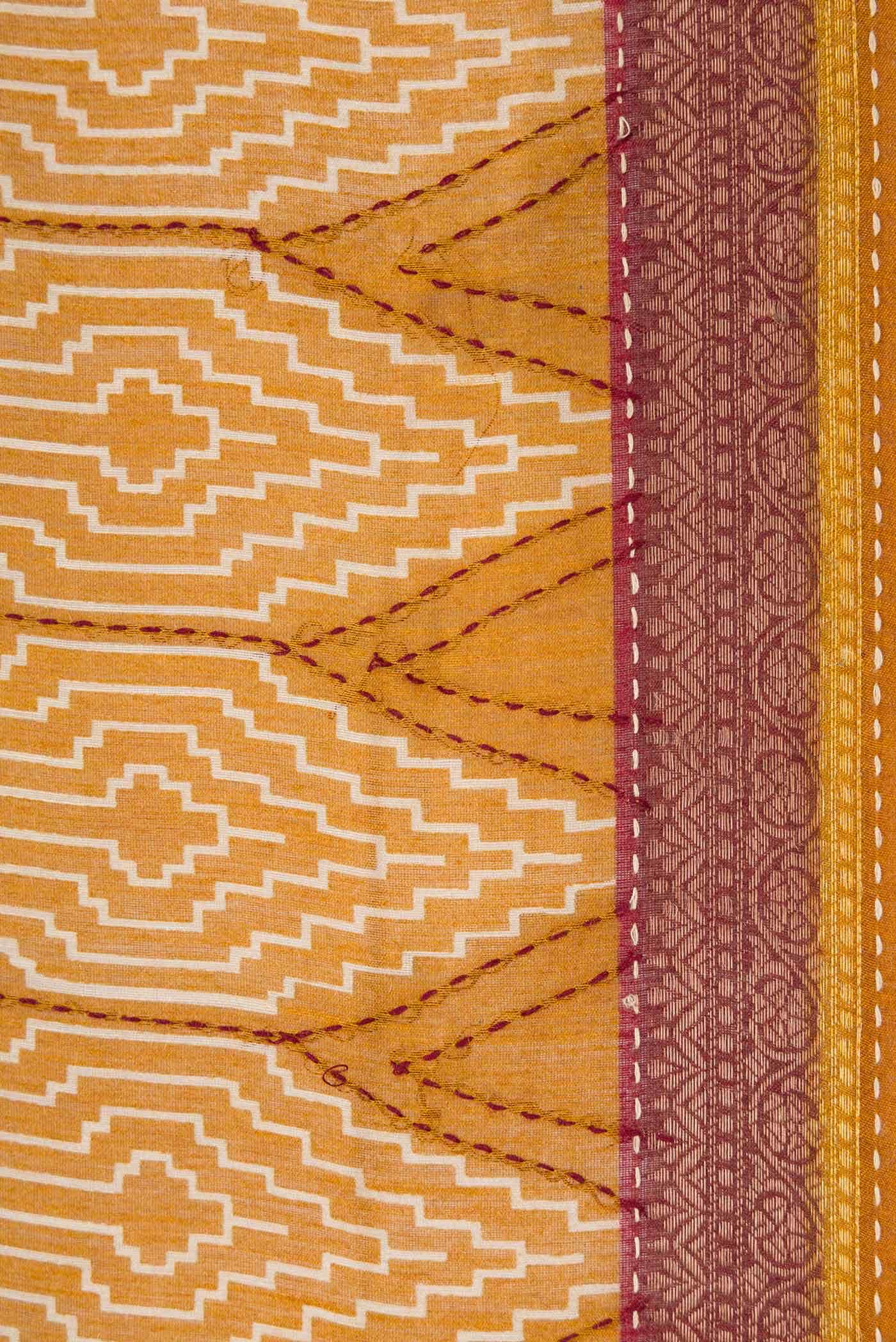 Mustard Dual Tone Tussar Silk Saree