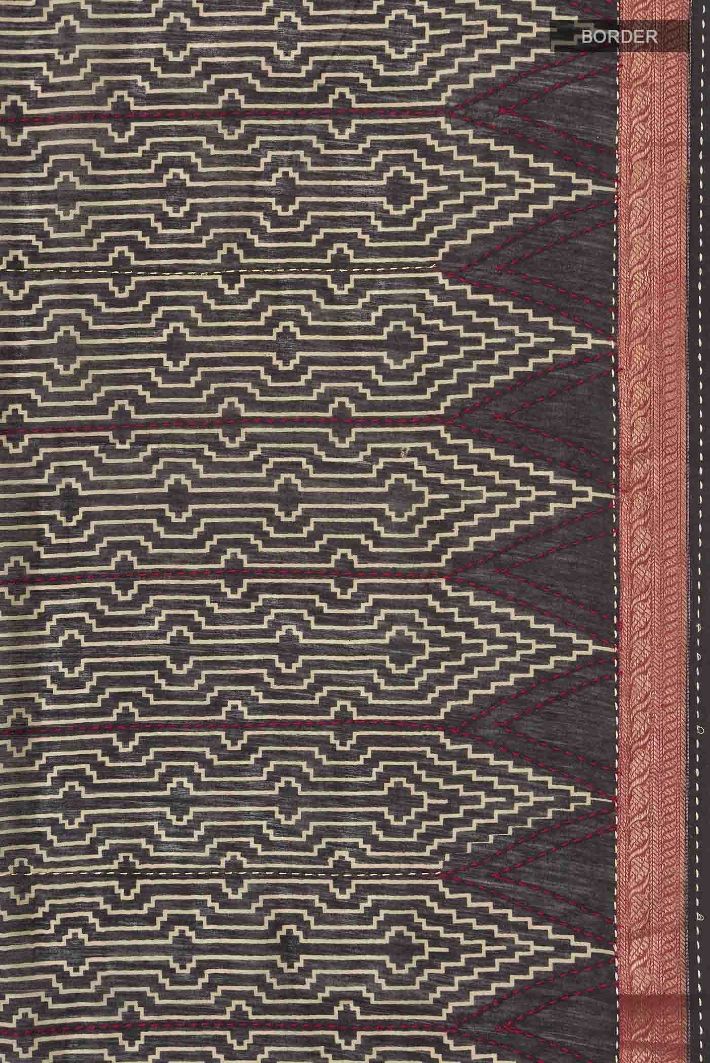 Black Tussar Silk Saree