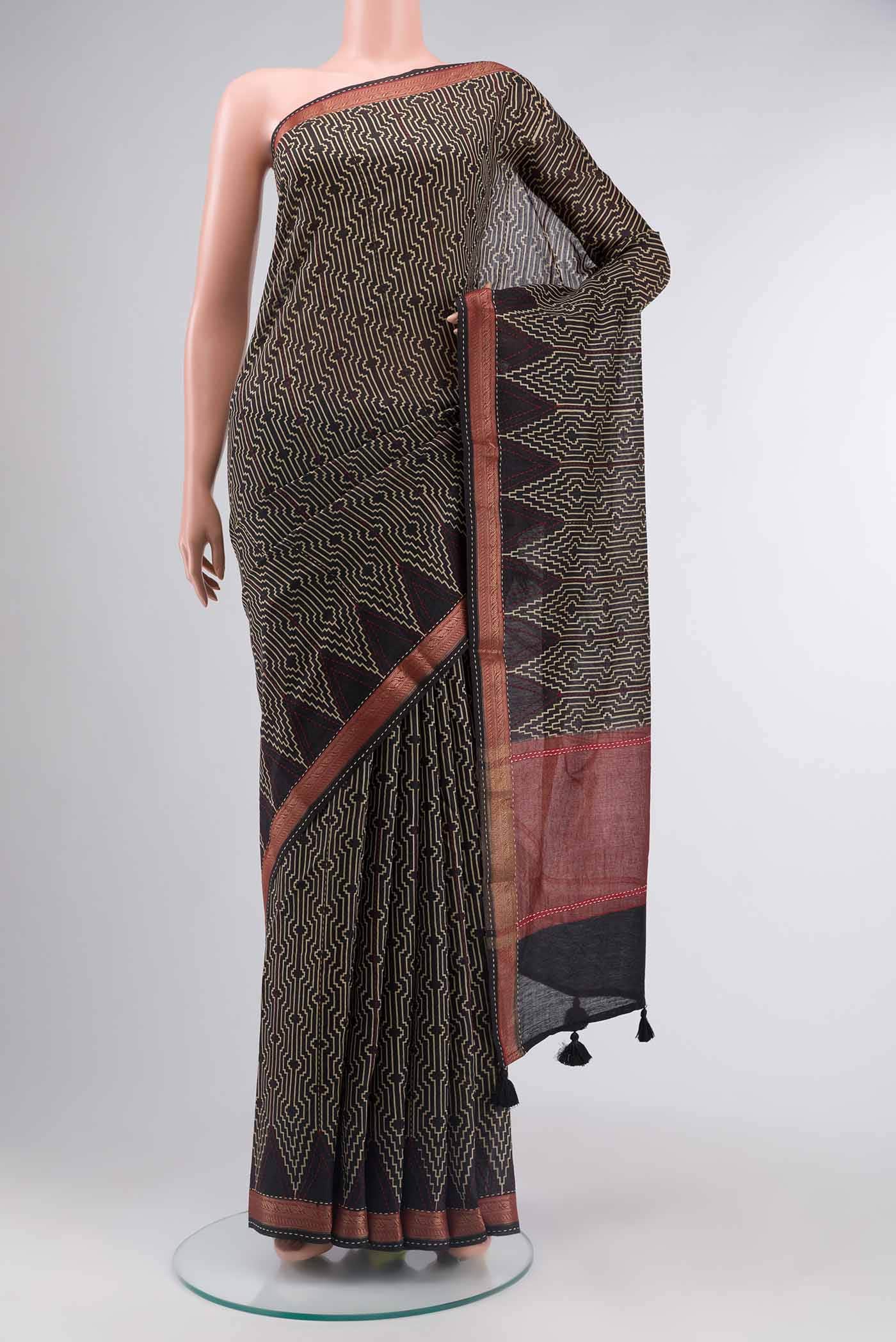 Black Tussar Silk Saree