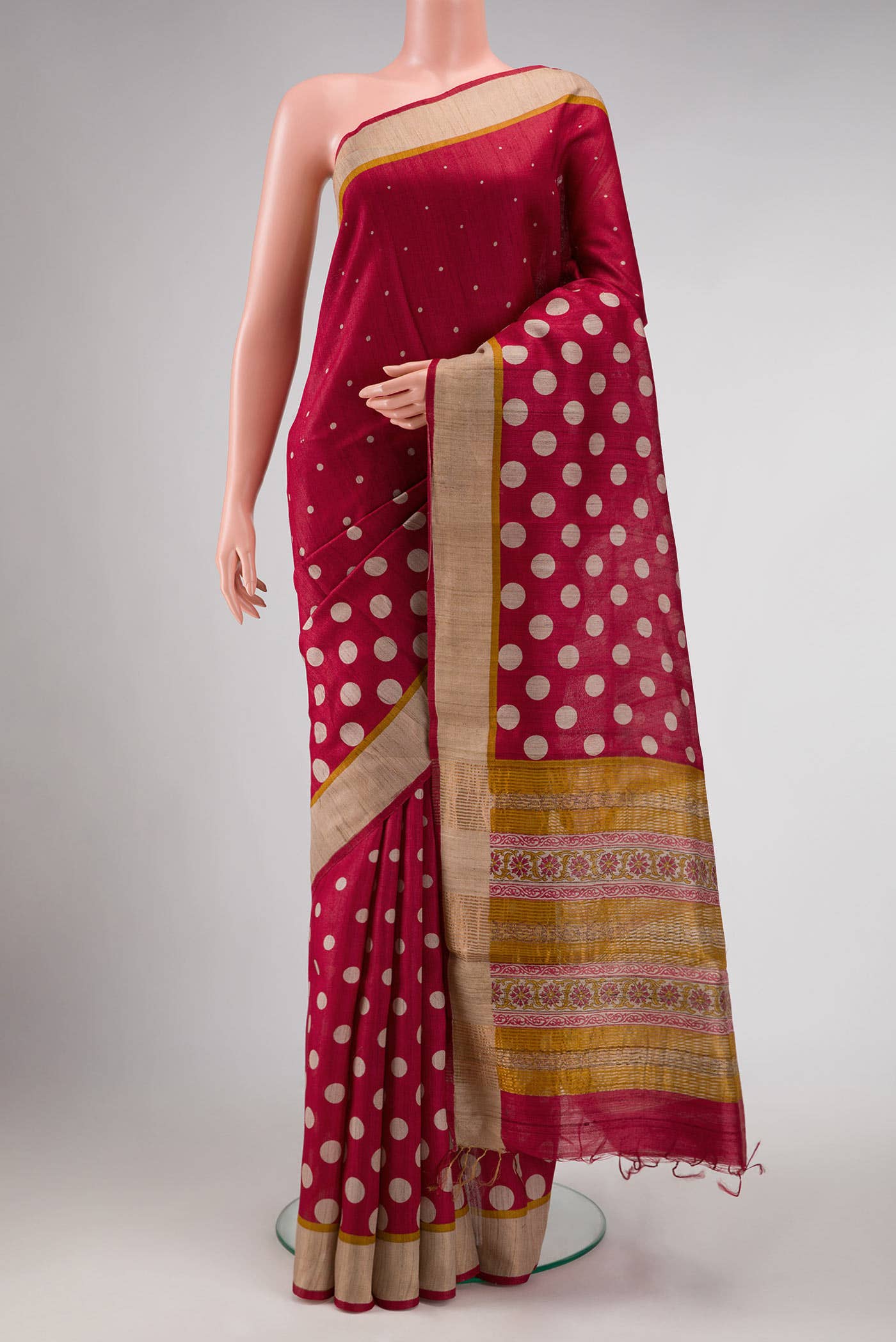 Maroon Tussar Silk Saree