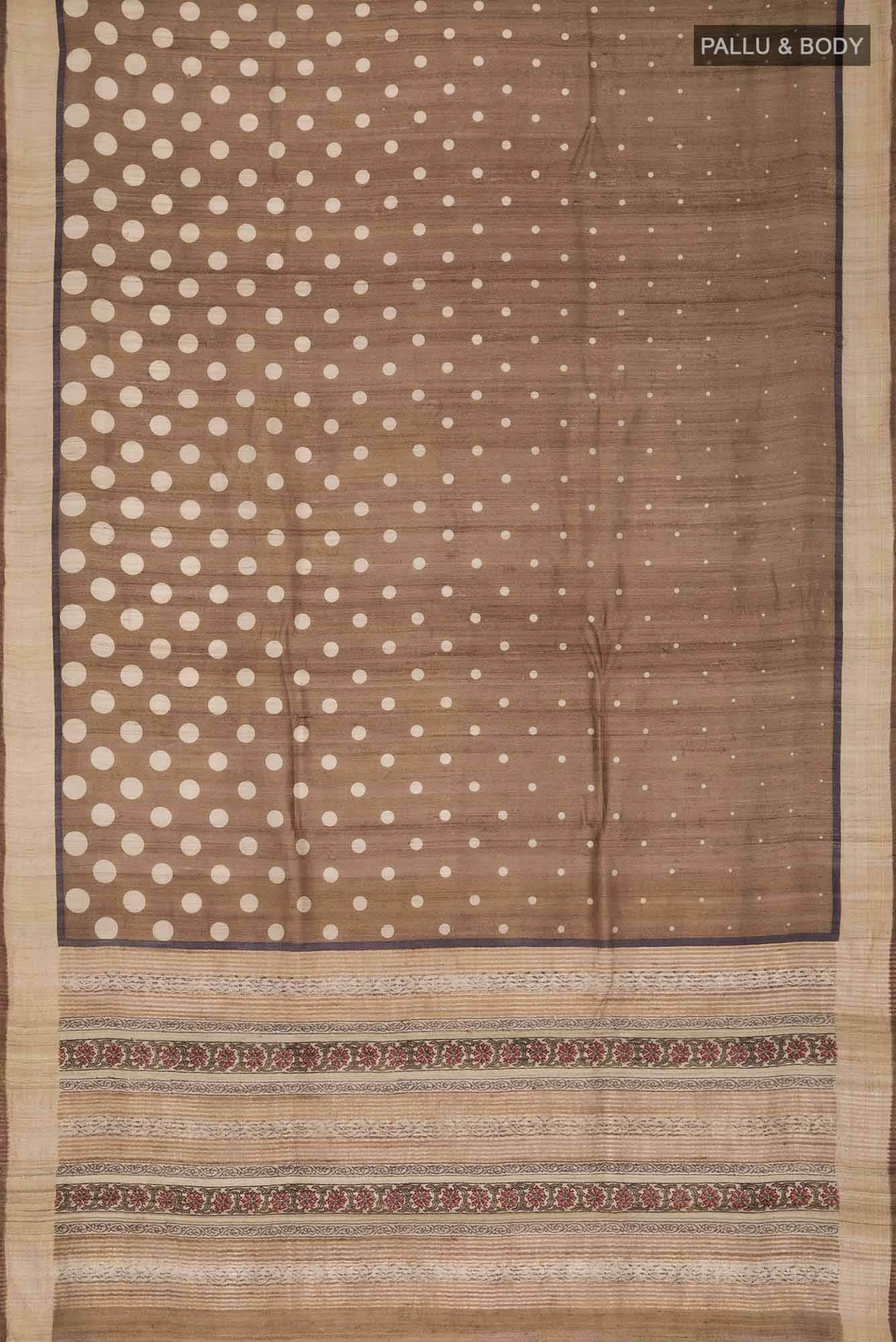 Brown Bhagalpuri Tussar Silk Saree