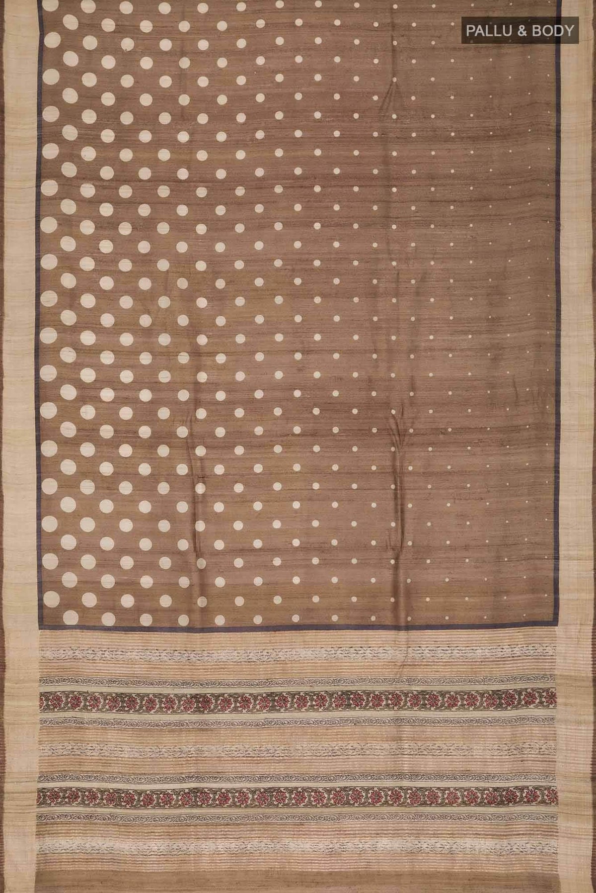 Brown Bhagalpuri Tussar Silk Saree