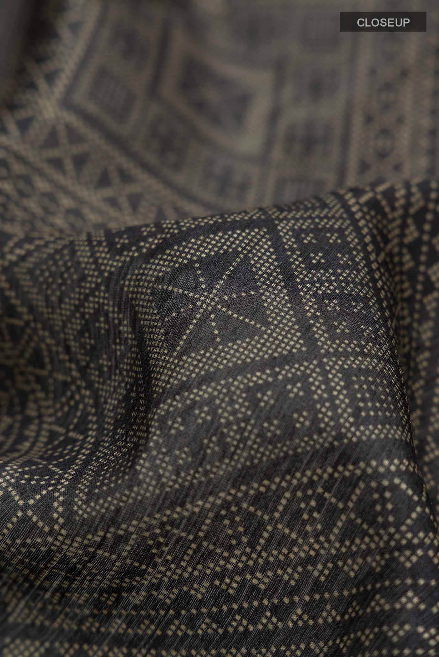 Black Bhagalpuri Tussar Silk Saree