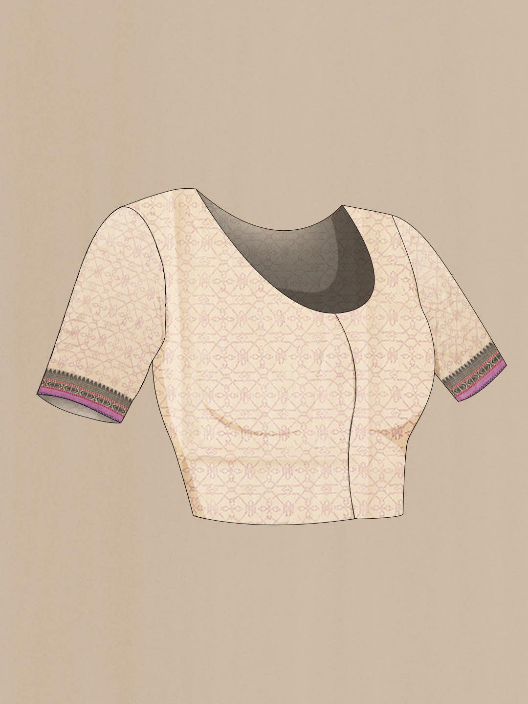 Beige Tussar Silk Saree