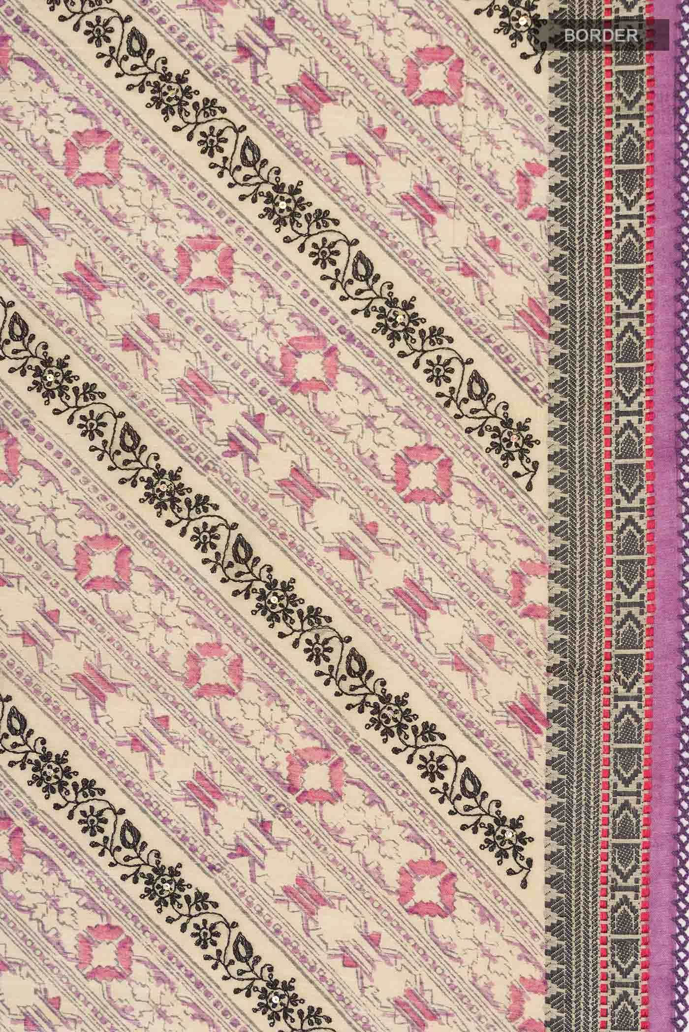 Beige Tussar Silk Saree