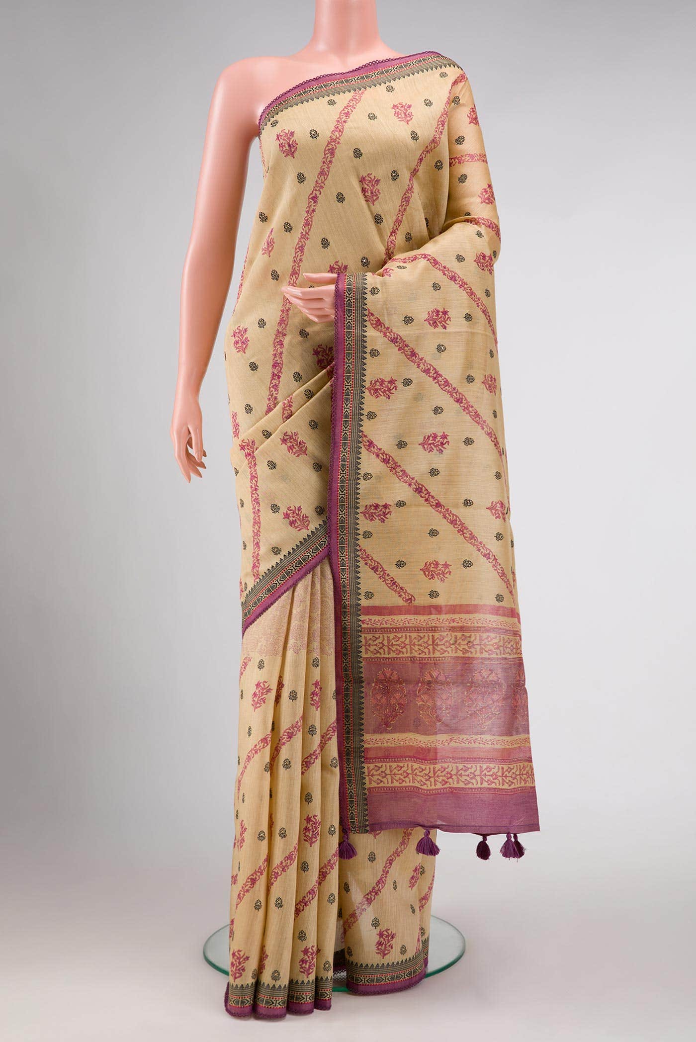 Sandal Tussar Silk Saree
