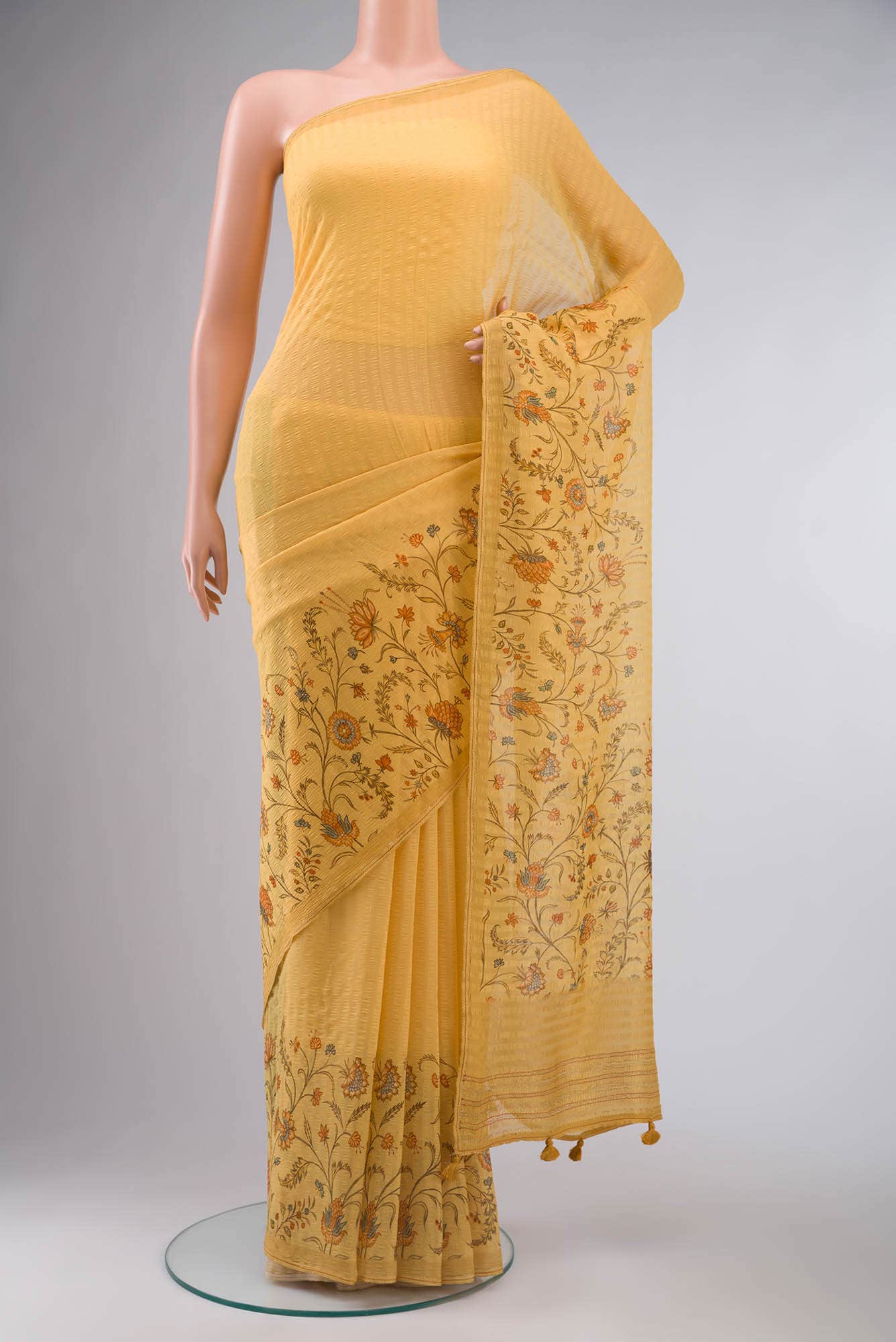 Yellow Chiffon Saree