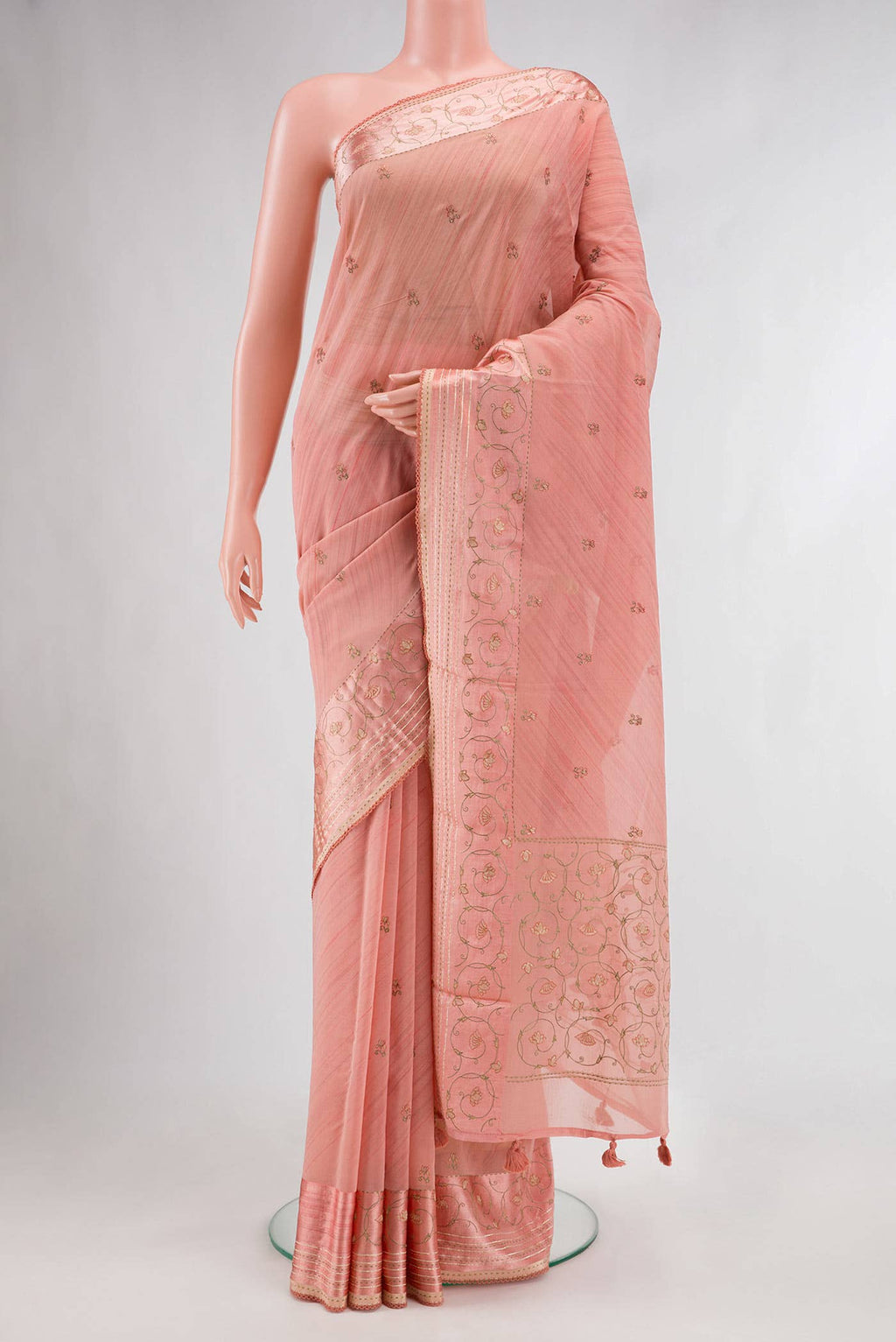 Peach Dual Tone Mysore Georgette Saree