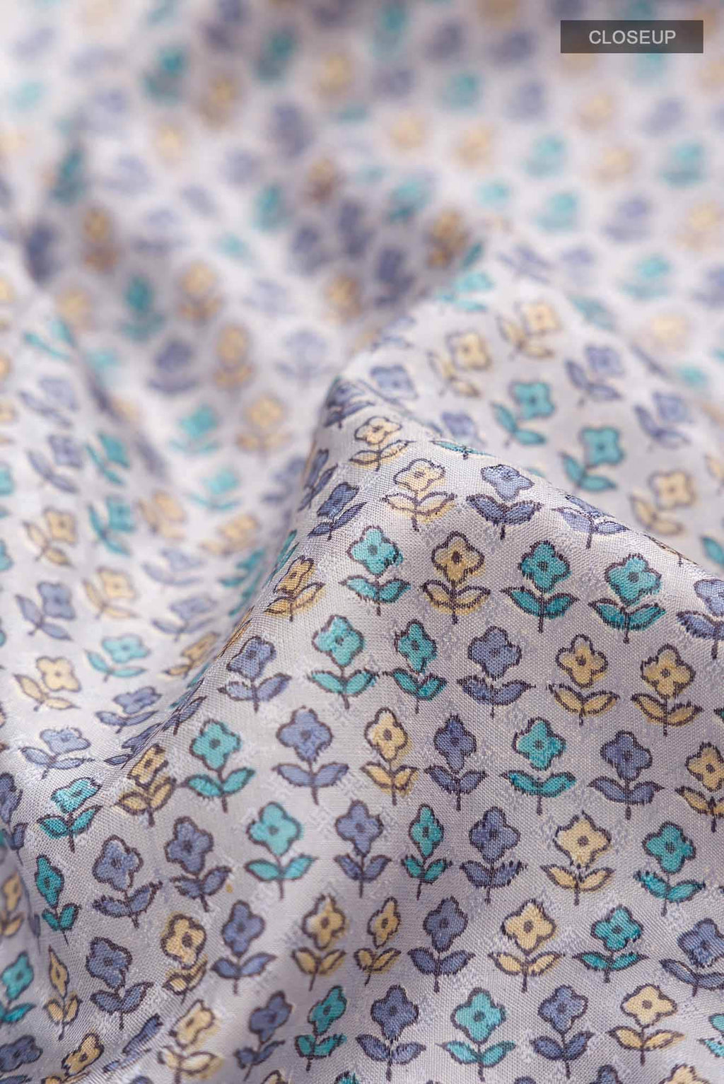 Light Blue Printed Silk Saree