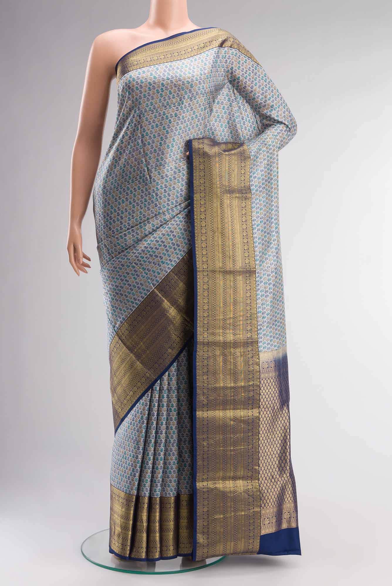 Light Blue Printed Silk Saree