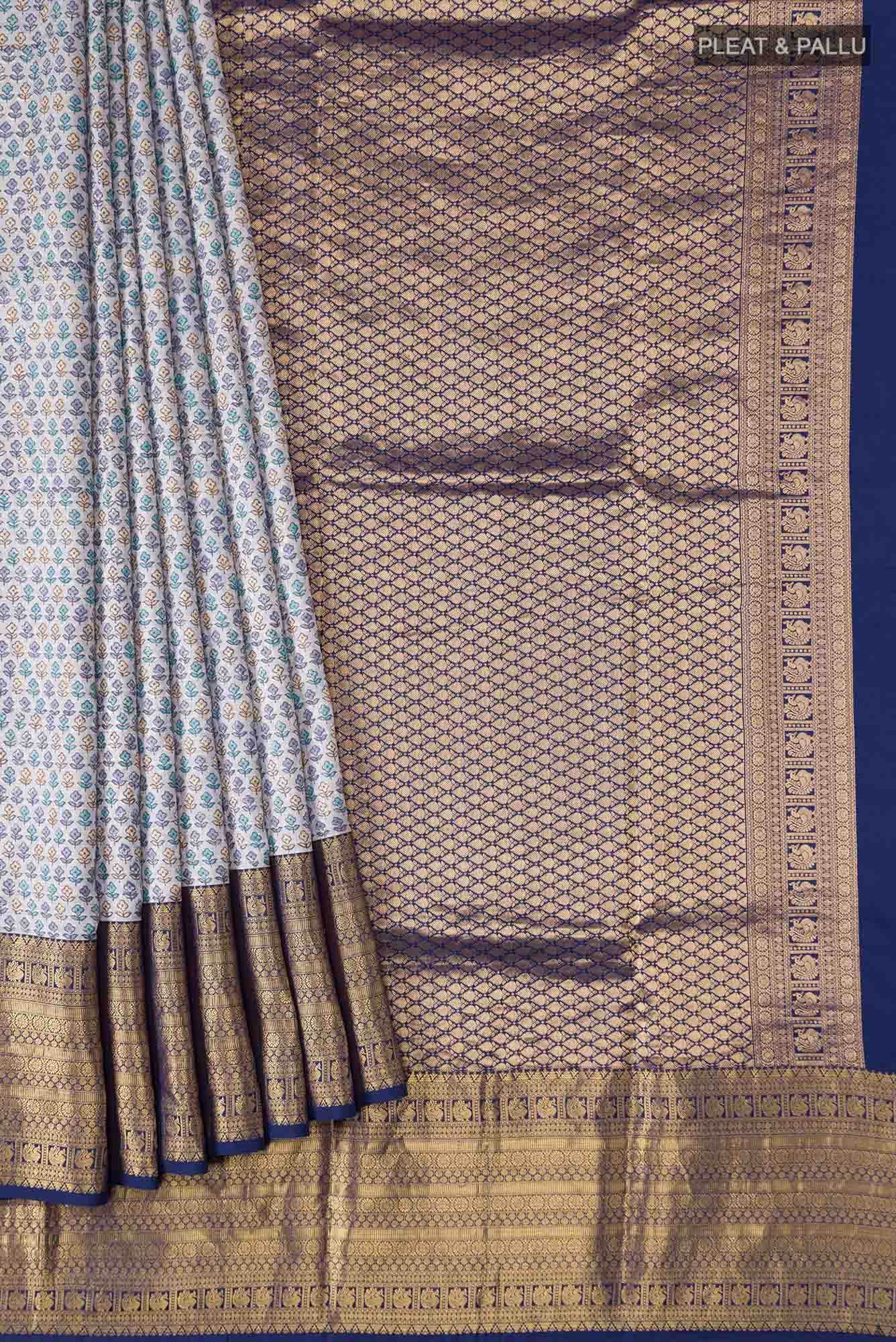 Light Blue Printed Silk Saree