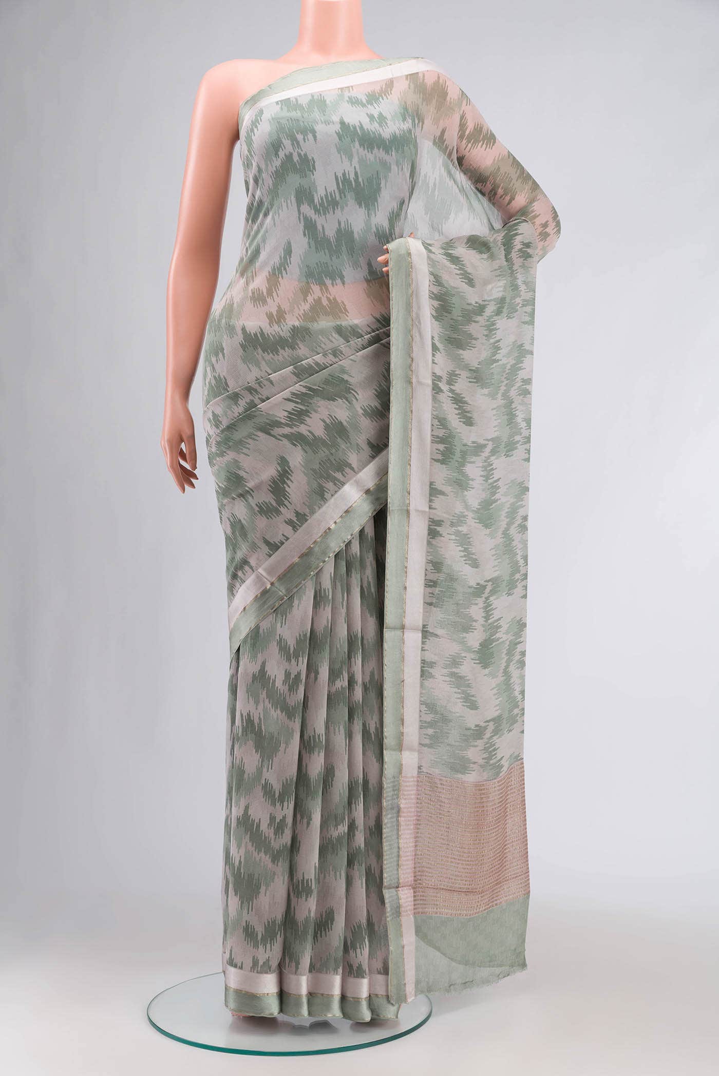 Grey Mysore Chiffon Saree