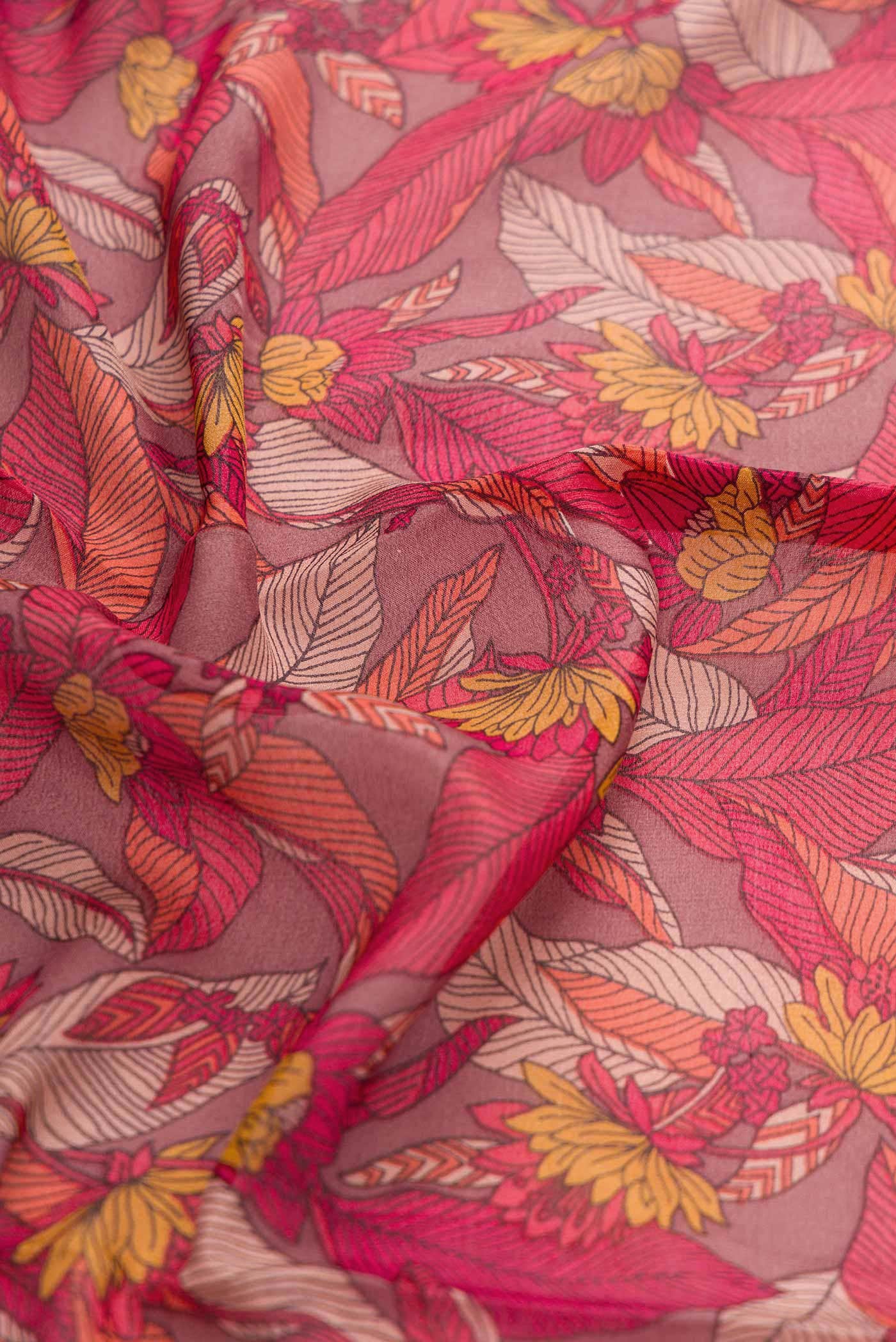 Dark Pink Mysore Chiffon Saree