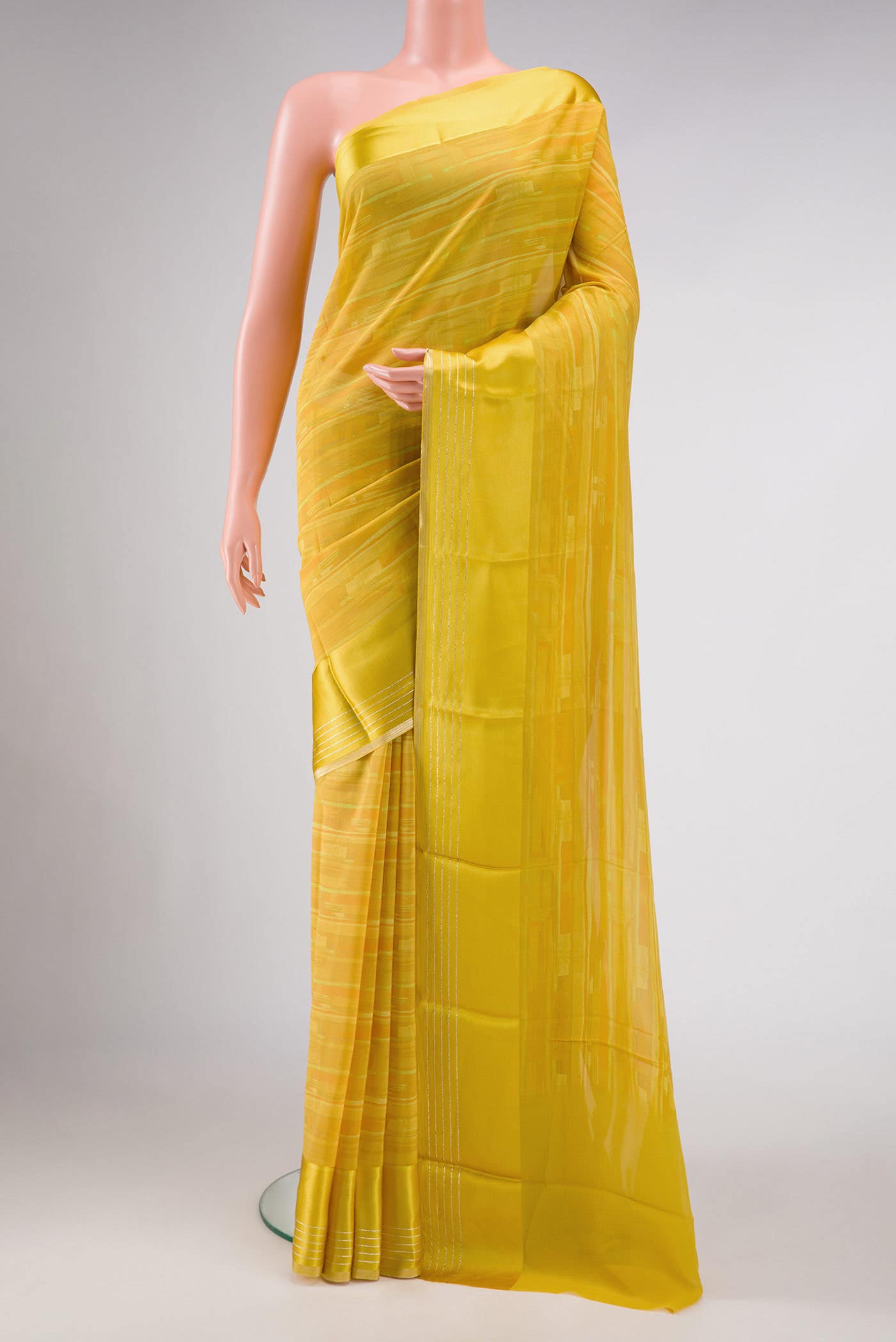 Yellow Mysore Georgette Saree