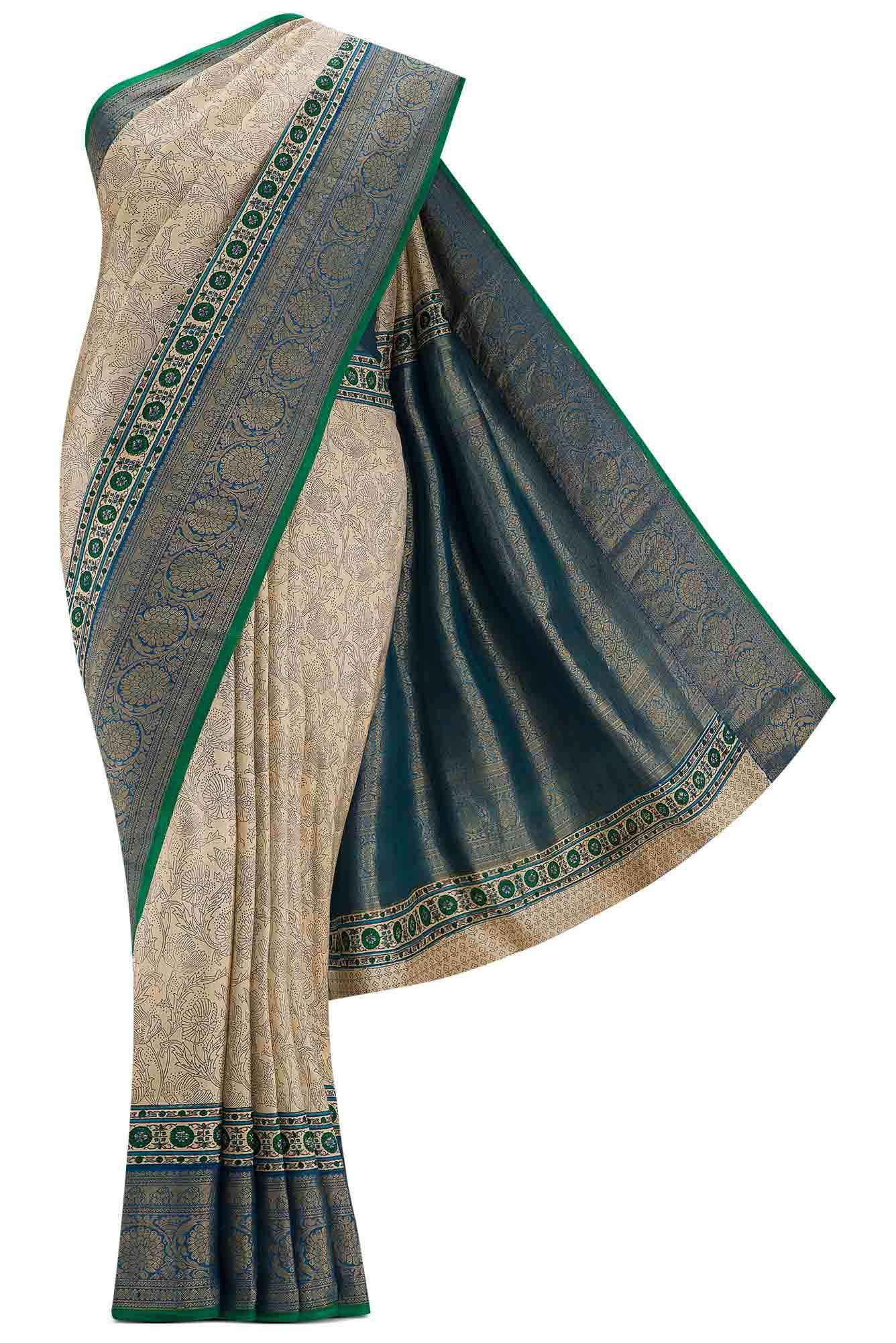 Sandal Dual Tone Kanchipuram Silk Saree