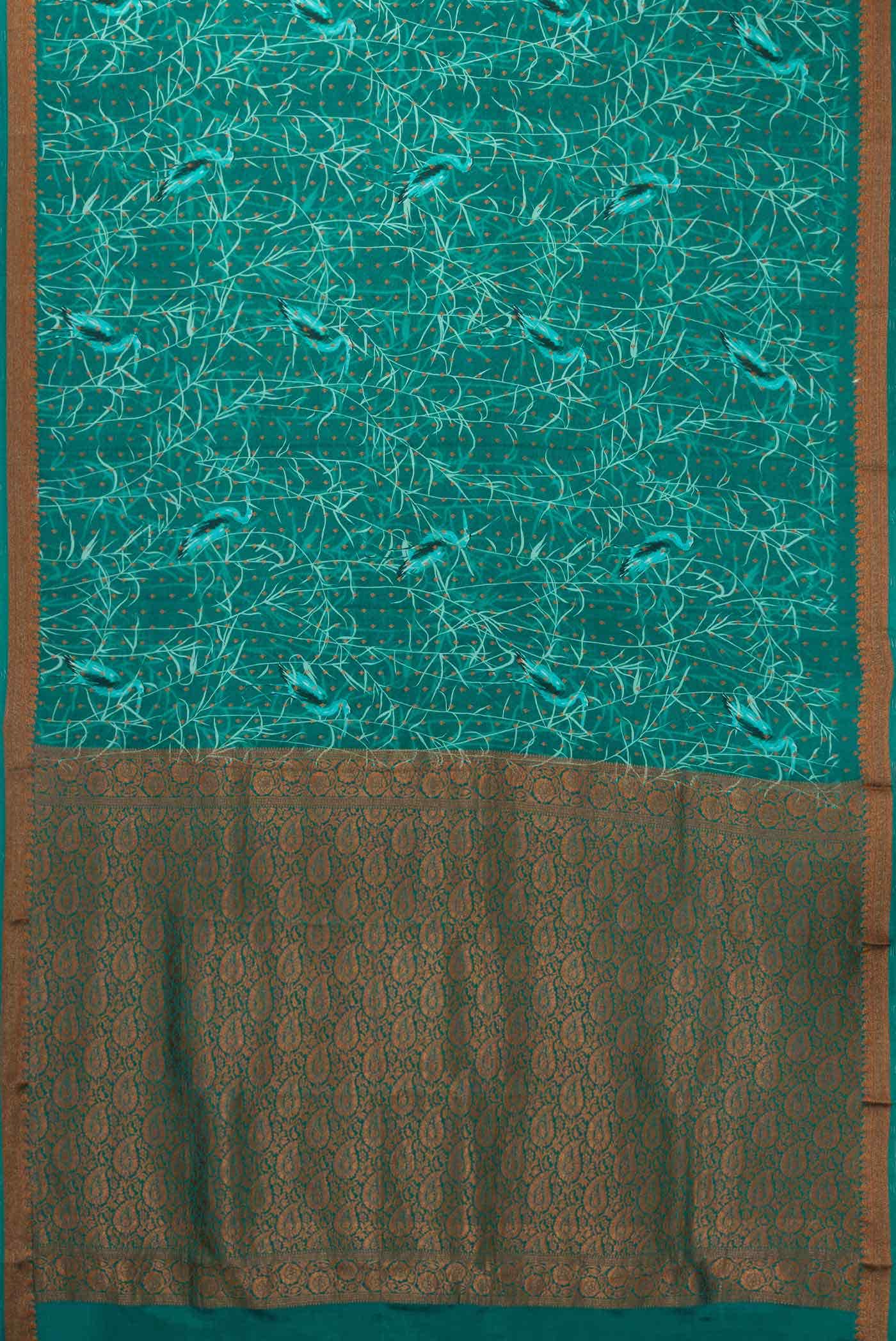 Green Dual Tone Mysore Crepe Saree