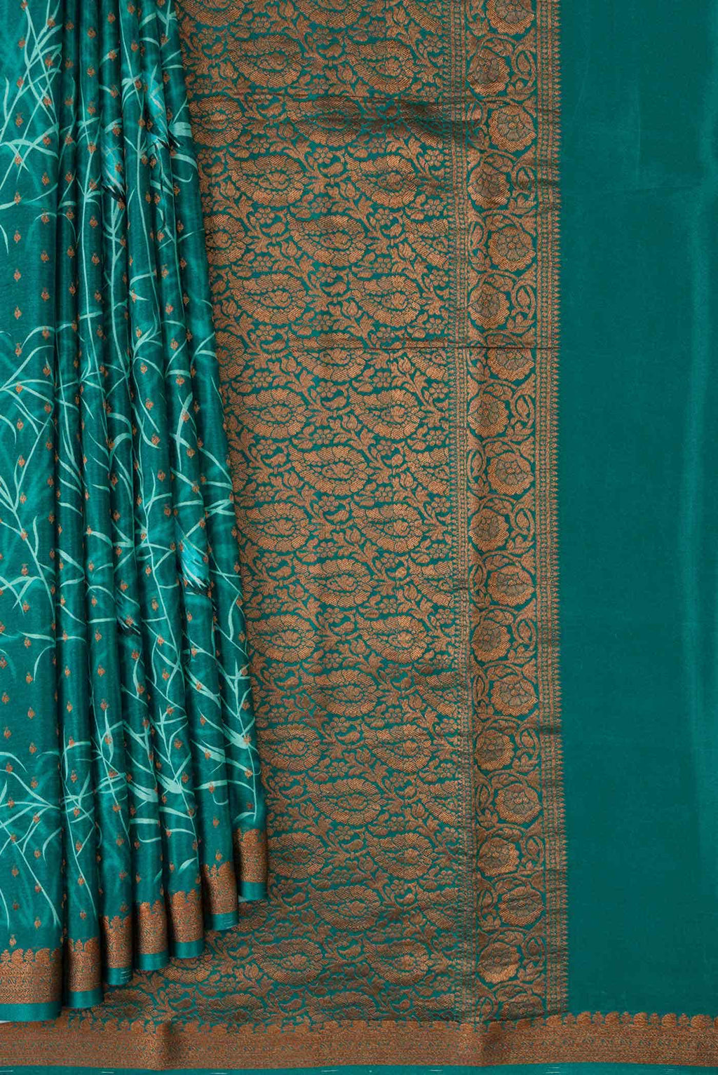 Green Dual Tone Mysore Crepe Saree