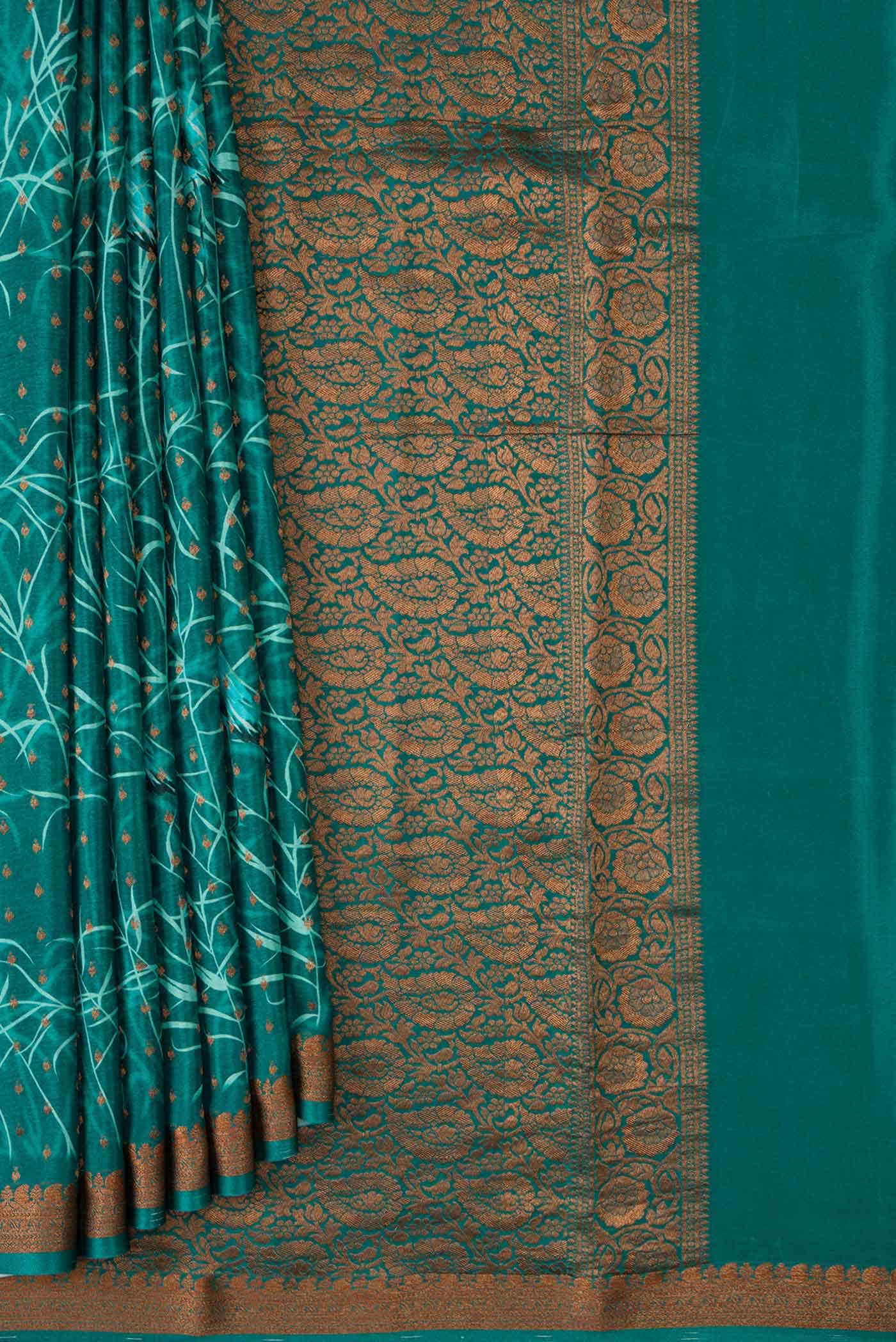 Green Dual Tone Mysore Crepe Saree