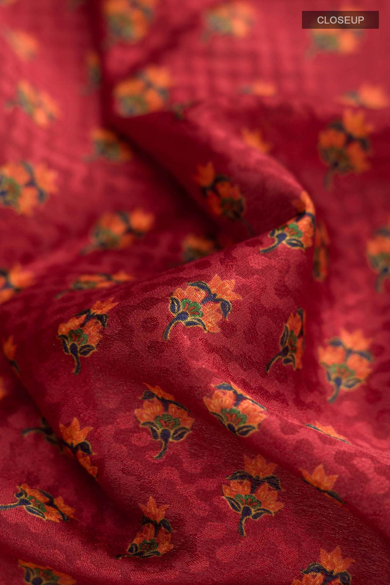 Rust Mysore Crepe Saree