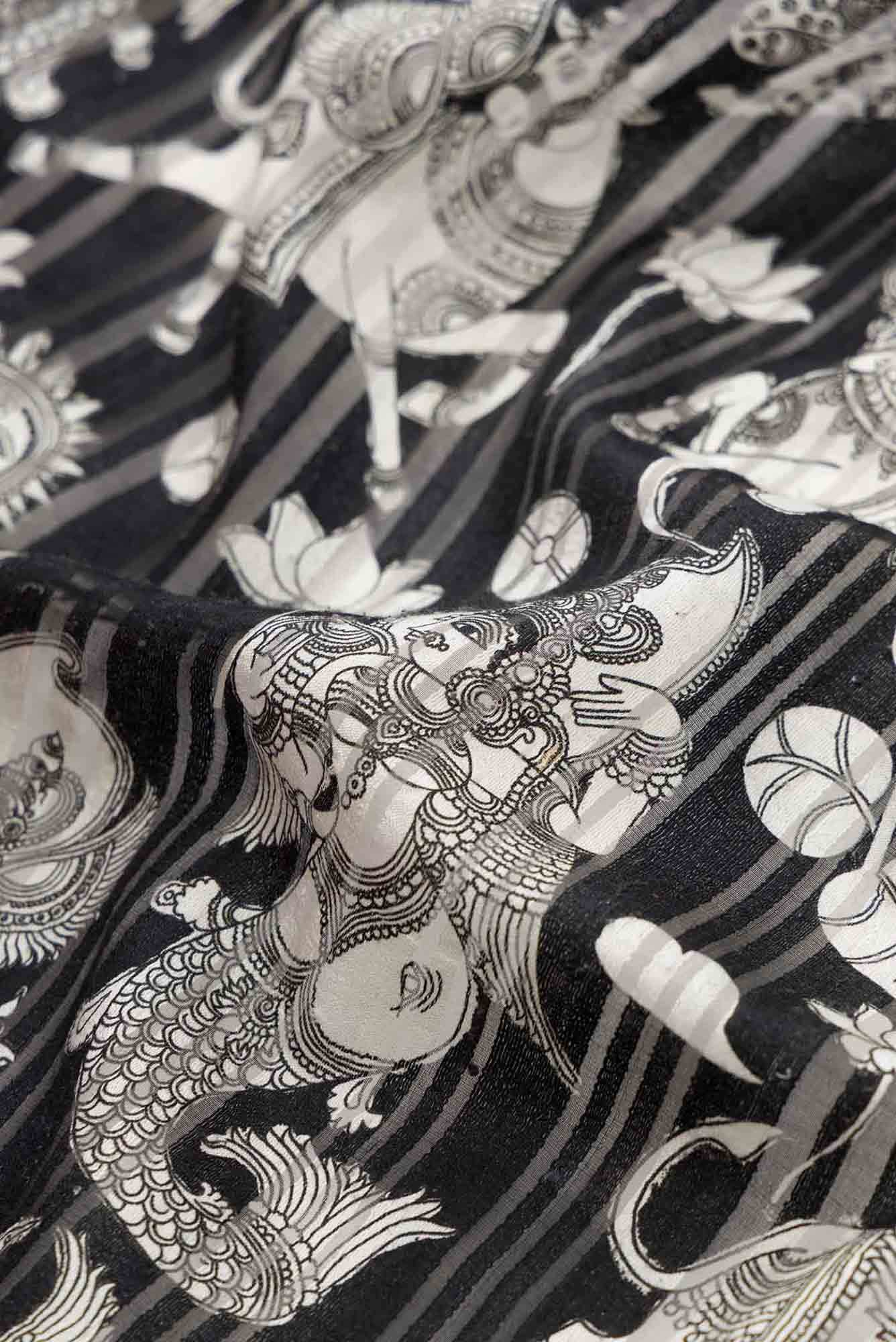 Black Dual Tone Tussar Silk Saree