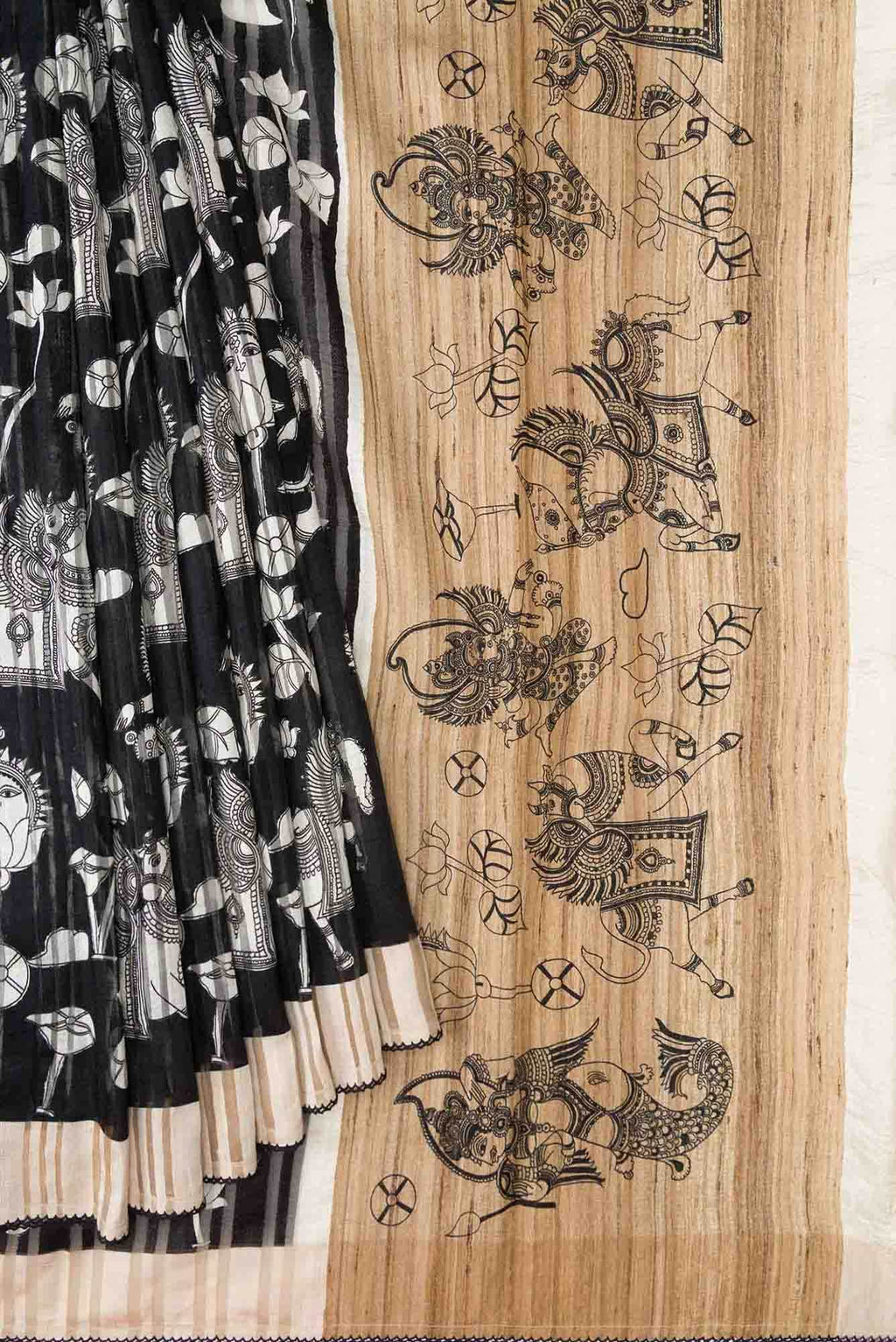 Black Dual Tone Tussar Silk Saree