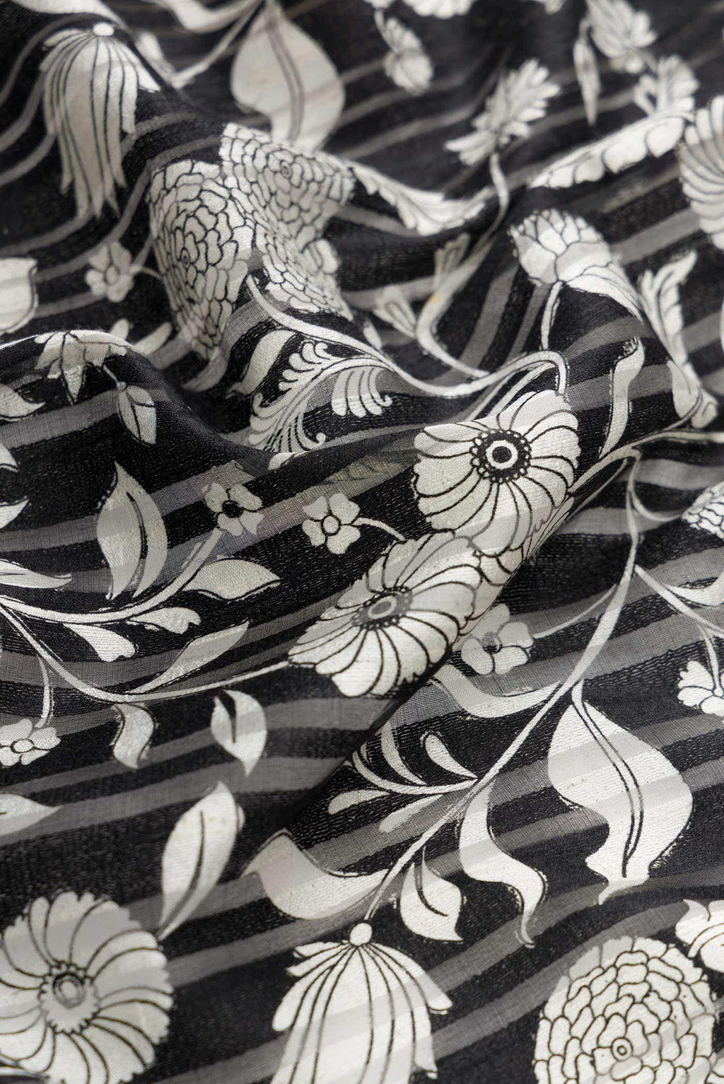 Navy Blue Tussar Silk Saree