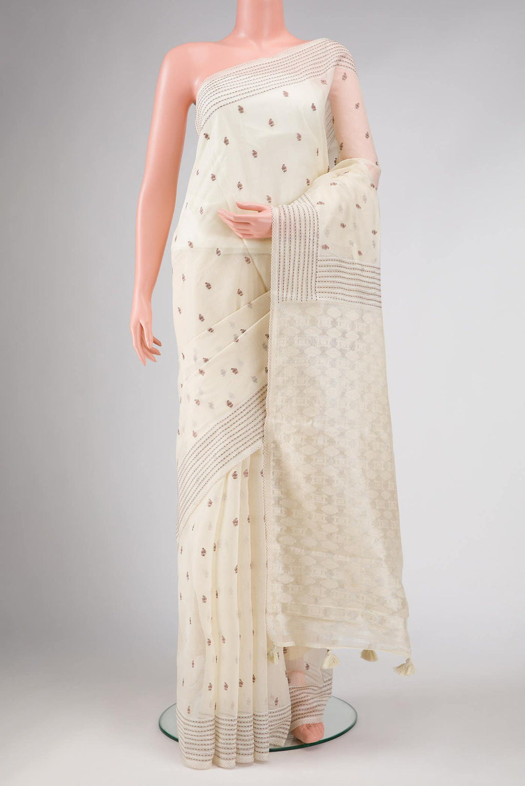 Off White Chanderi Silk Saree