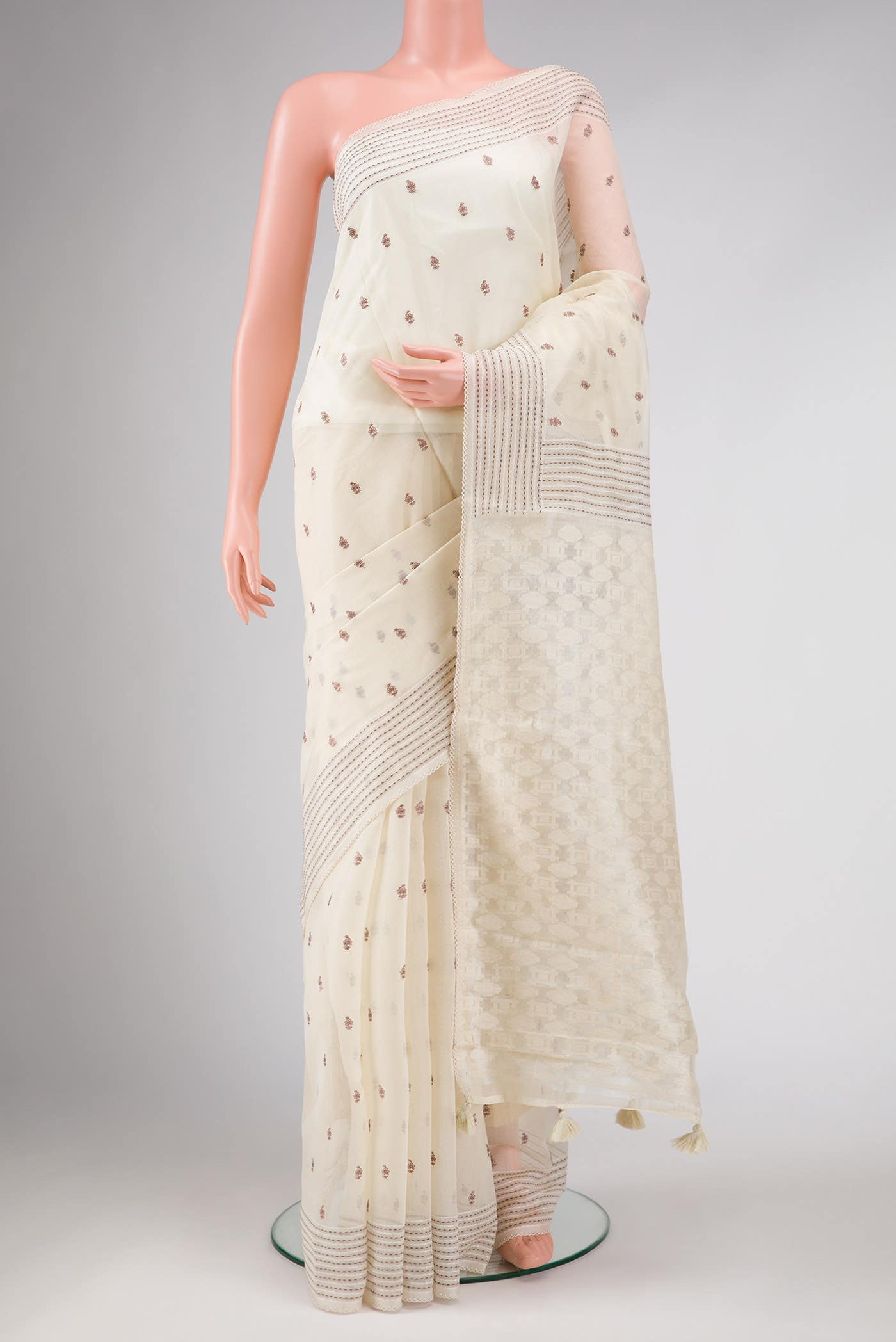 Off White Chanderi Silk Saree